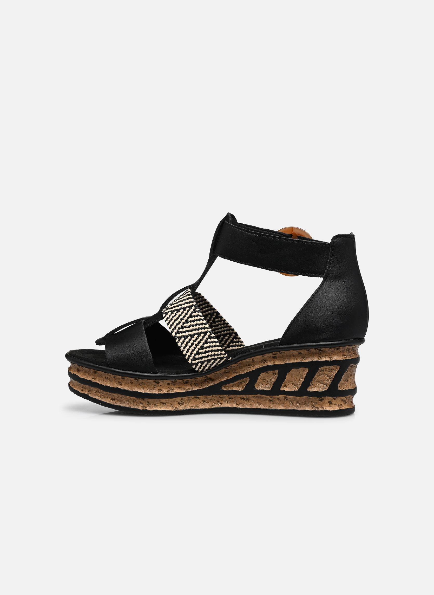 Sandales compensées et plateformes 68182 femme noir Rieker Sandales compensées et plateformes 68182 femme noir SCHWARZ/SCHWARZ-CREAM