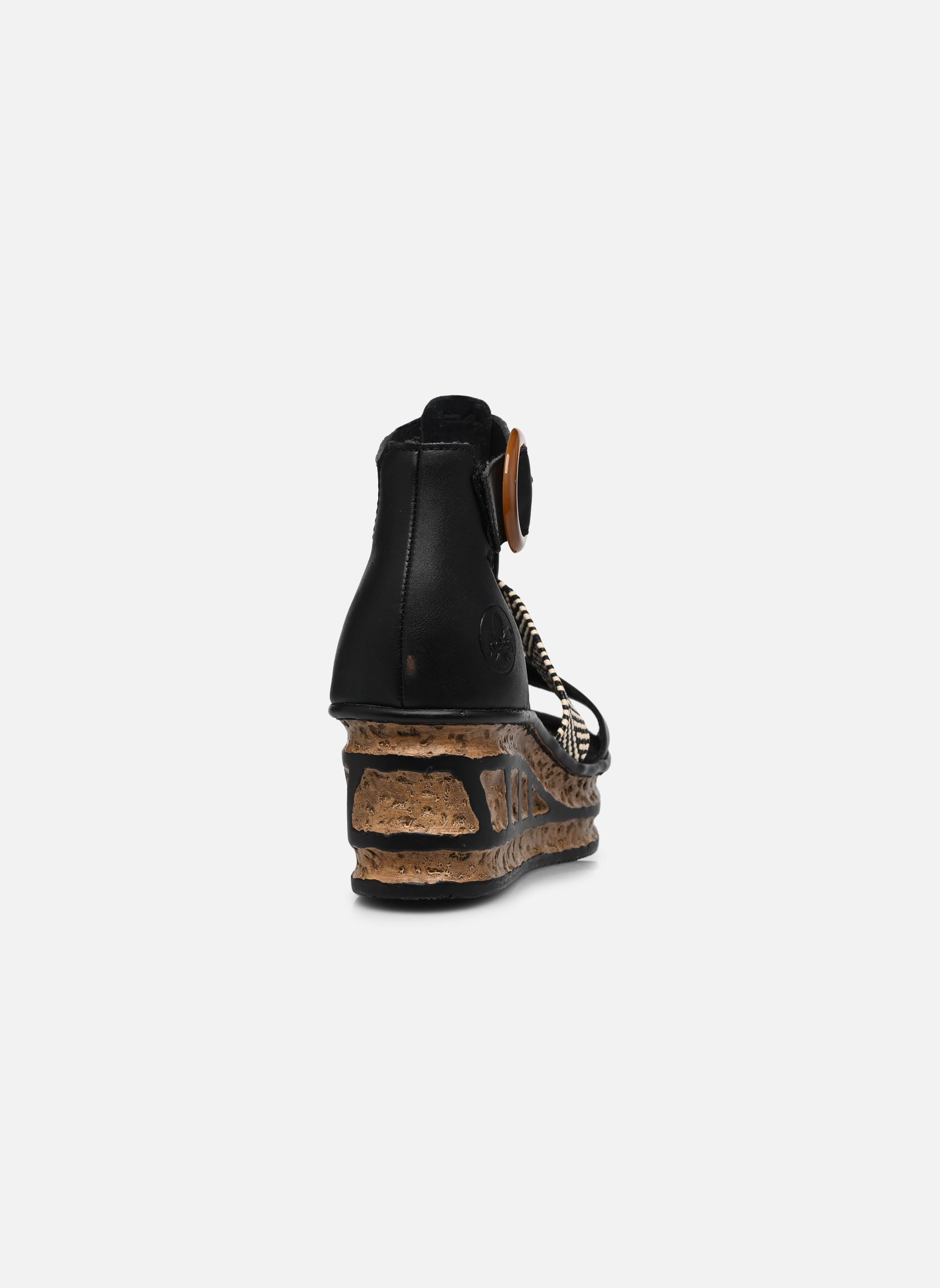 Sandales compensées et plateformes 68182 femme noir Rieker Sandales compensées et plateformes 68182 femme noir SCHWARZ/SCHWARZ-CREAM