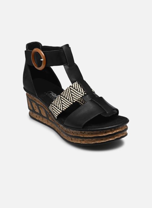 Rieker Sandalen met sleehak en plateau 68182 dames zwart