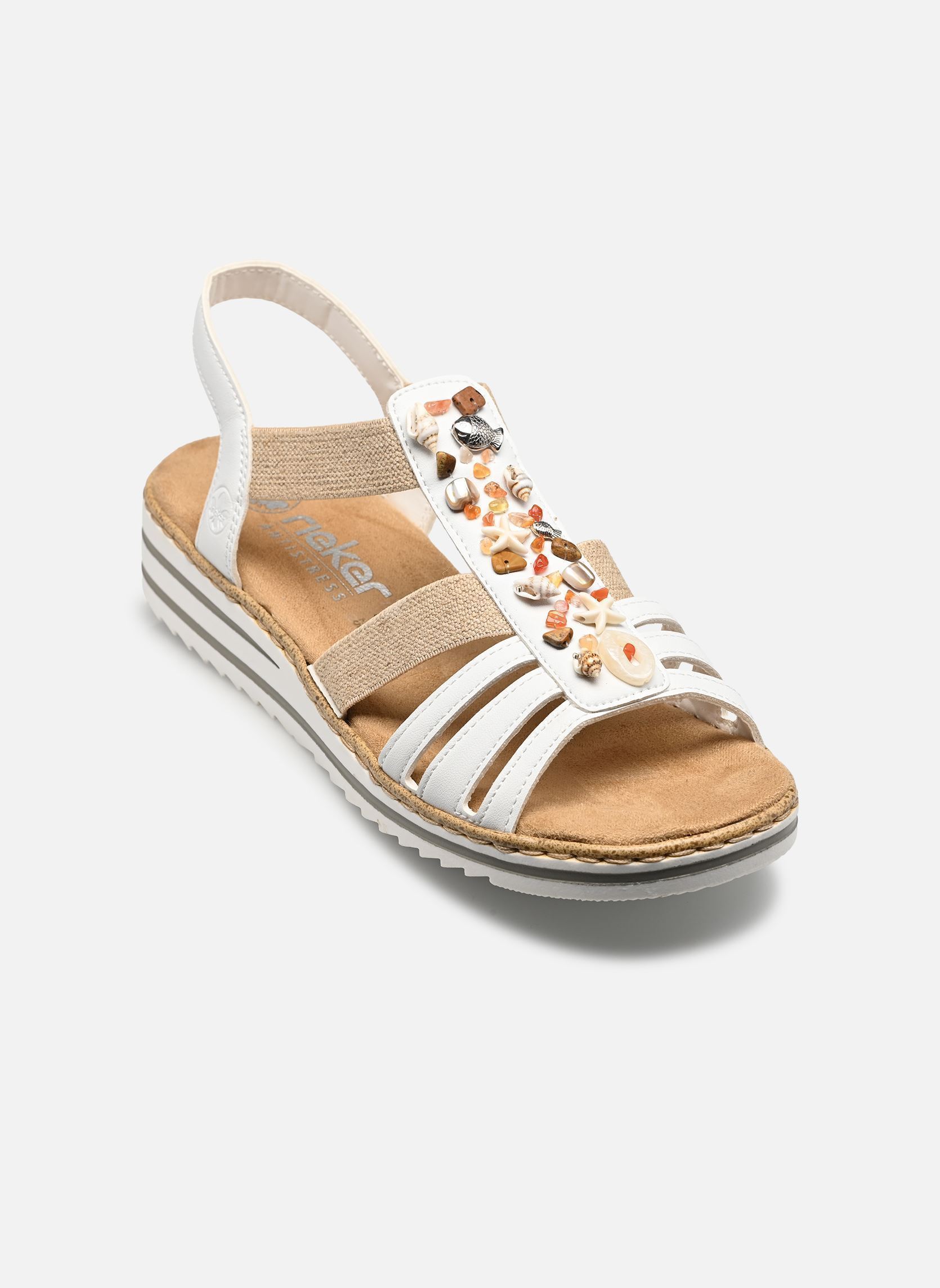 Sandales compensées et plateformes V0656 femme blanc Rieker Sandales compensées et plateformes V0656 femme blanc BLANC