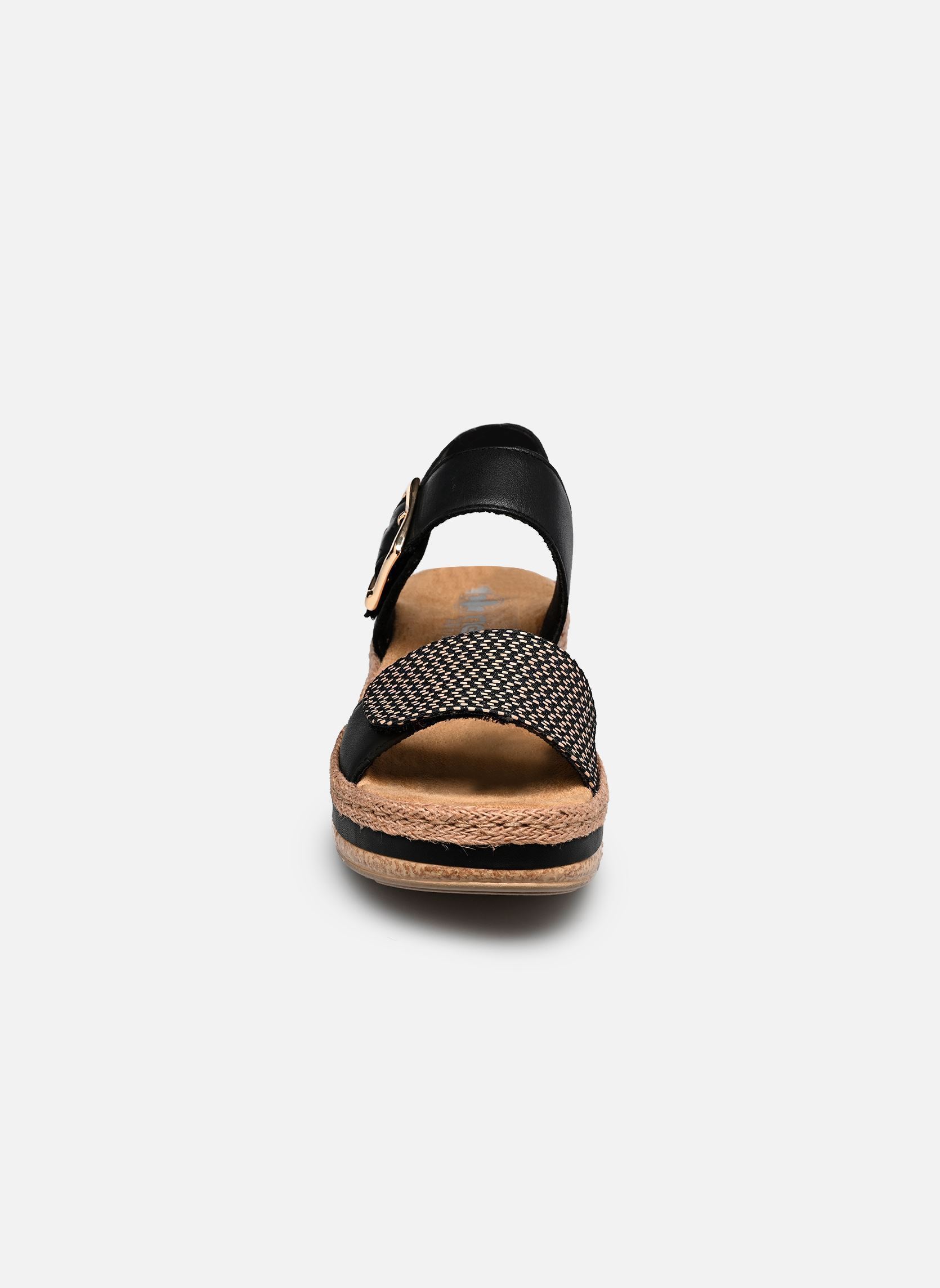 Sandali con zeppa e plateau V0951 donna nero Rieker Sandali con zeppa e plateau V0951 donna nero SCHWARZ-NATUR/SCHWARZ