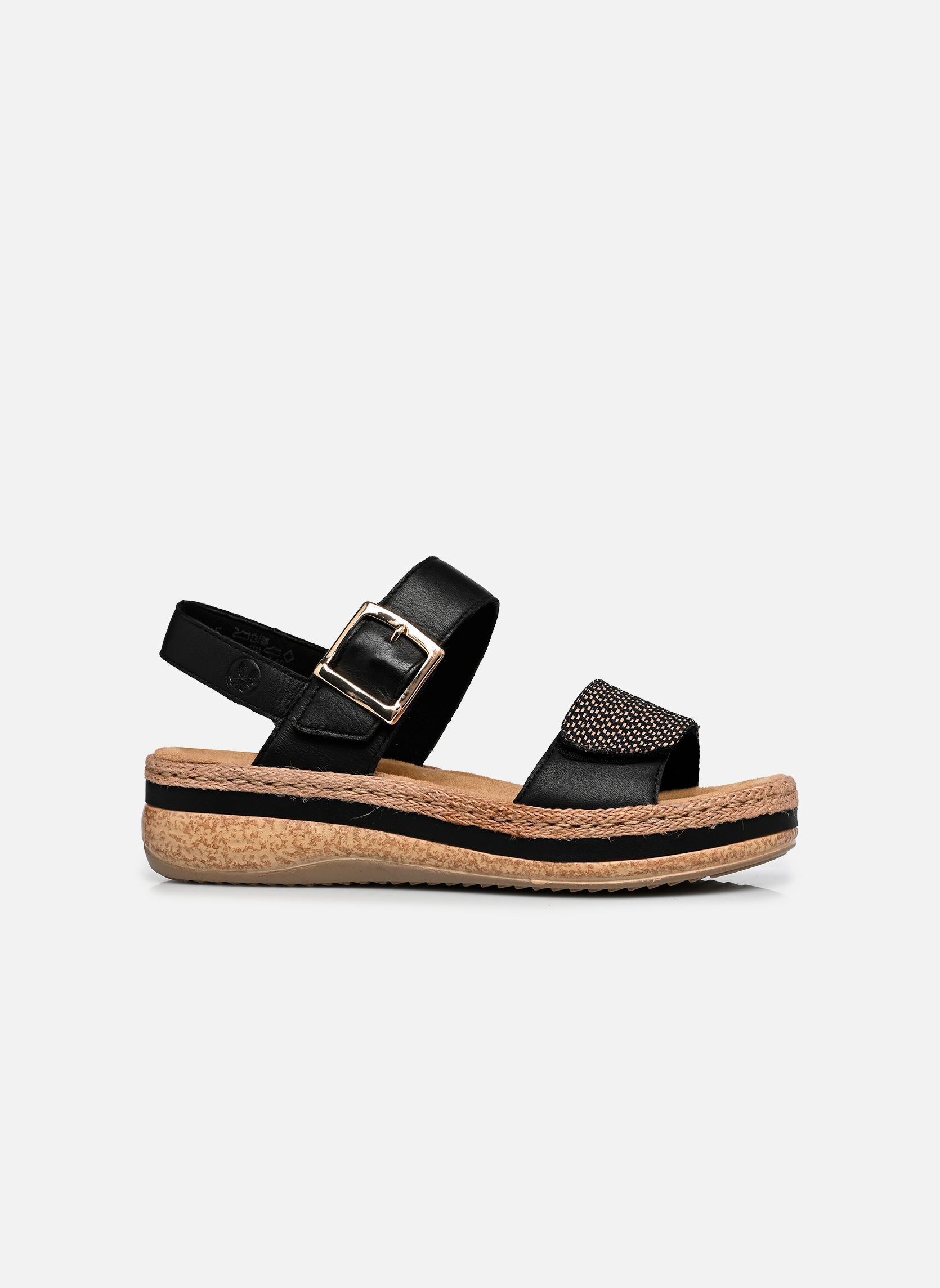 Sandali con zeppa e plateau V0951 donna nero Rieker Sandali con zeppa e plateau V0951 donna nero SCHWARZ-NATUR/SCHWARZ