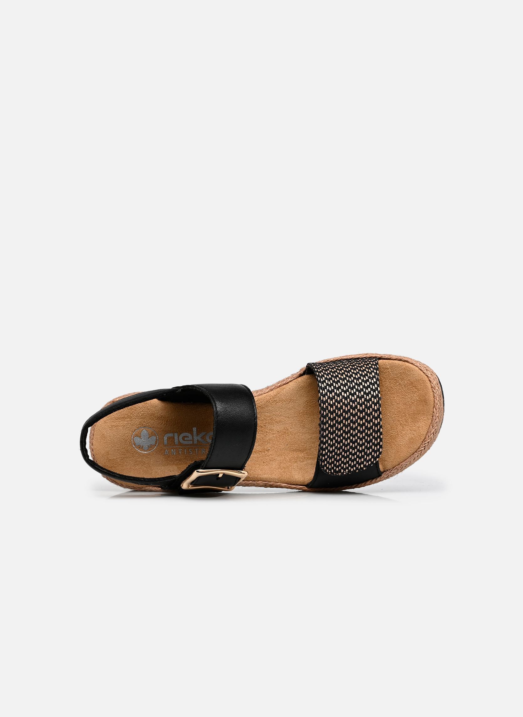 Sandali con zeppa e plateau V0951 donna nero Rieker Sandali con zeppa e plateau V0951 donna nero SCHWARZ-NATUR/SCHWARZ