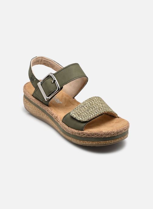 Rieker Sandalen met sleehak en plateau V0951 dames groen
