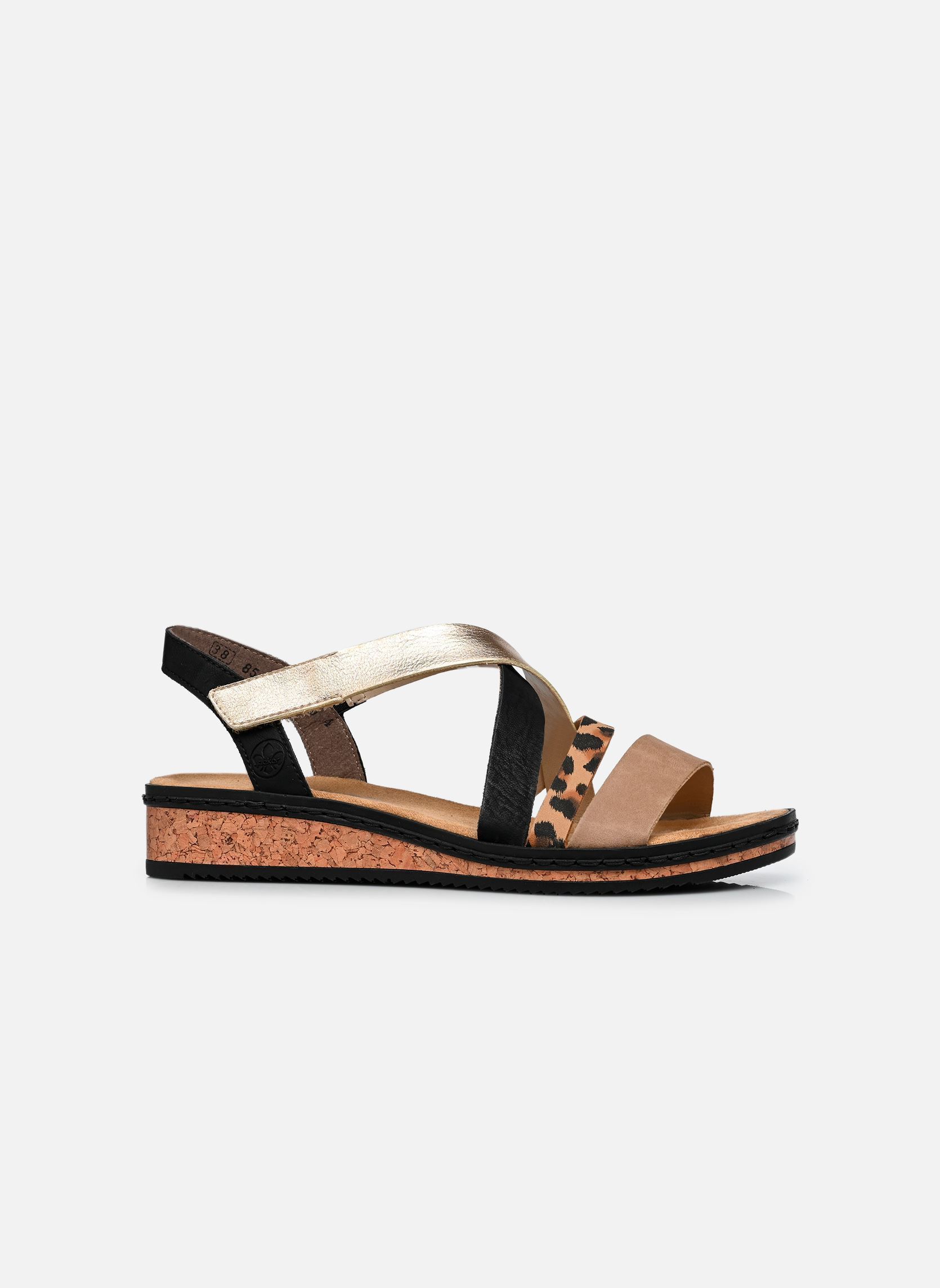 Sandales compensées et plateformes V3663 femme multicolore Rieker Sandales compensées et plateformes V3663 femme multicolore SHELL/BEIGE/LIGHTGOLD/SCHWARZ