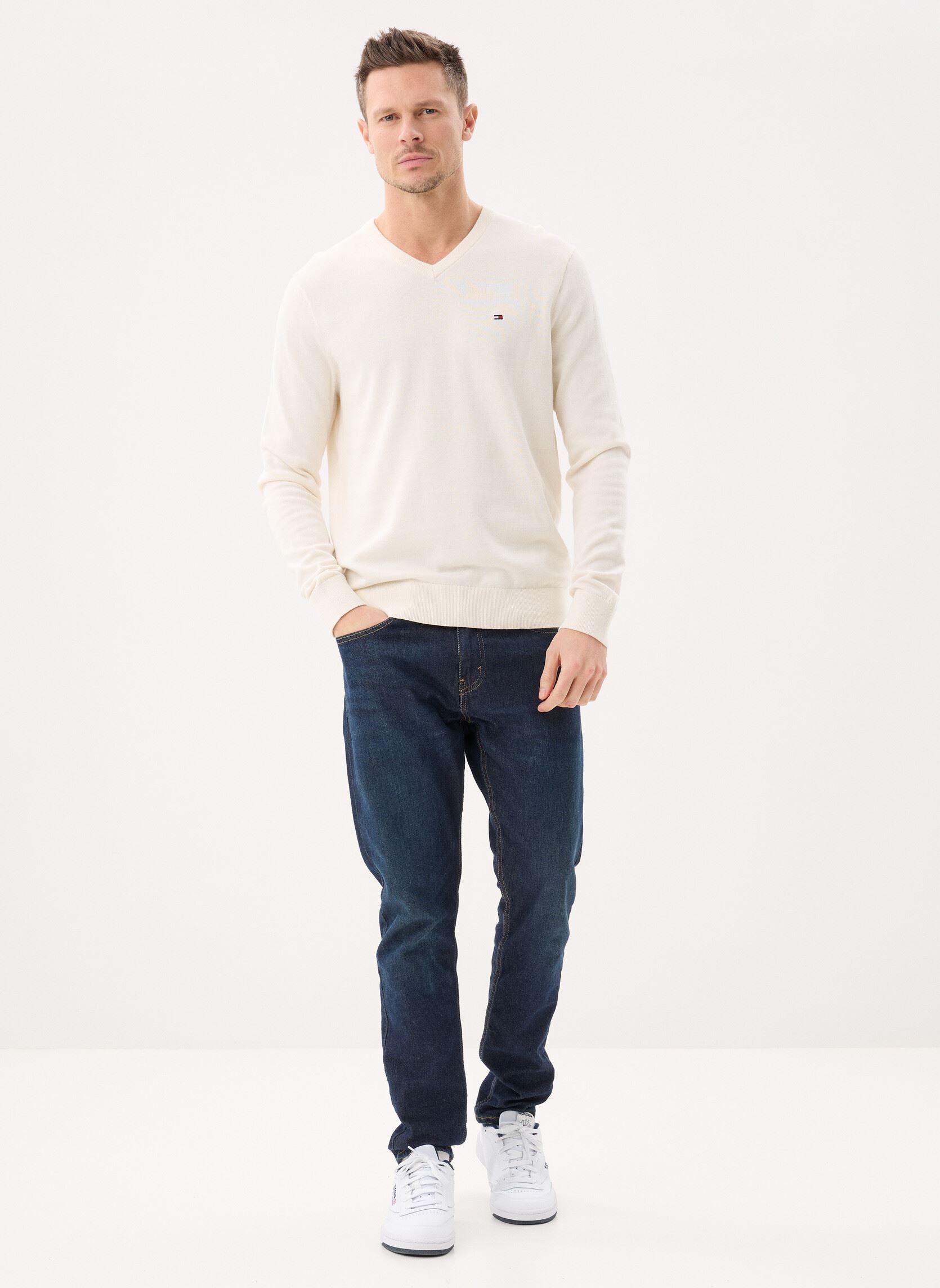 Pullover Essential Cotton V N herren weiß Tommy Hilfiger Pullover Essential Cotton V N herren weiß Ivory Petal
