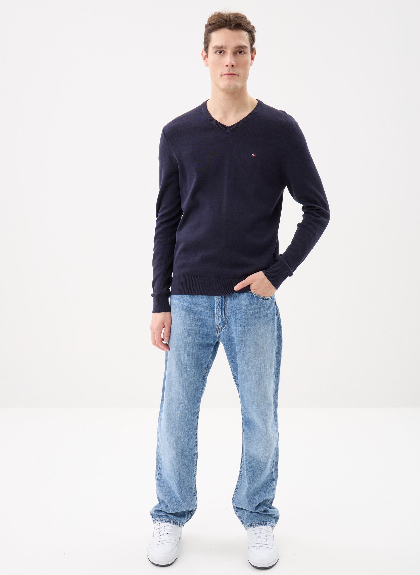Pulls Essential Cotton V N homme bleu Tommy Hilfiger Pulls Essential Cotton V N homme bleu Desert Sky