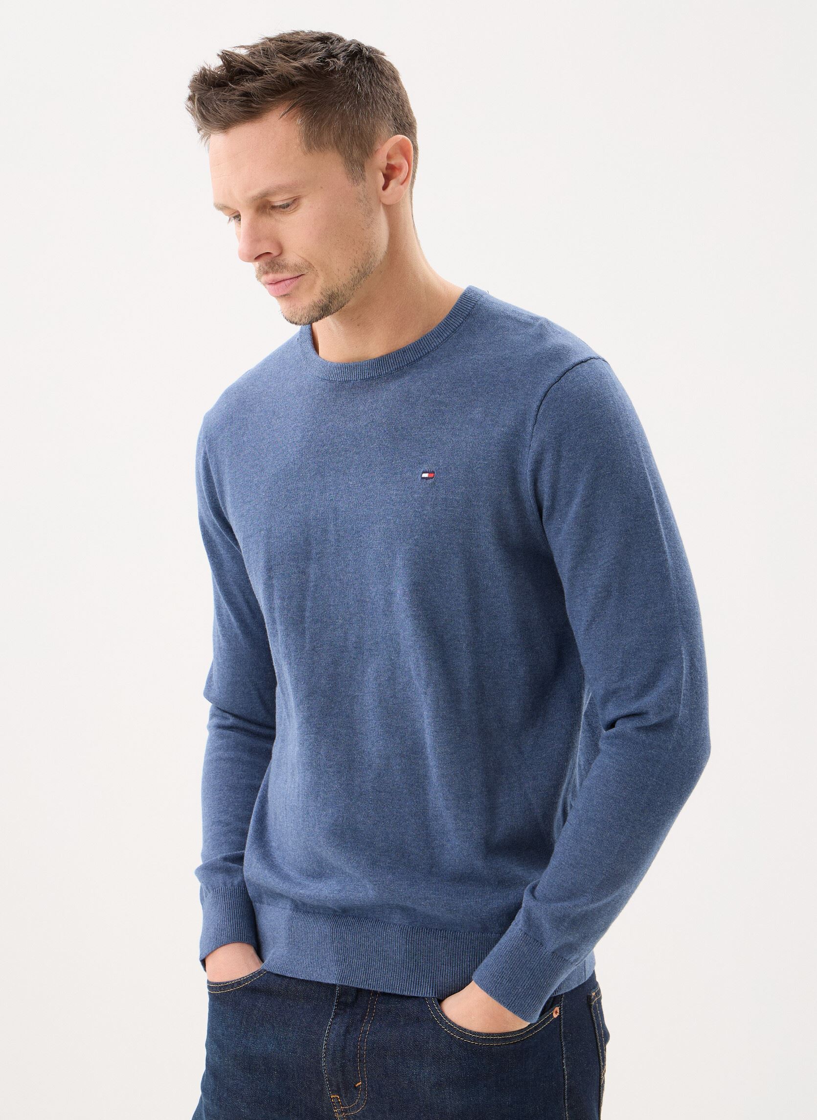 Truien Essential Ssnl Cotto heren blauw Tommy Hilfiger Truien Essential Ssnl Cotto heren blauw AEGEAN SEA HEATHER