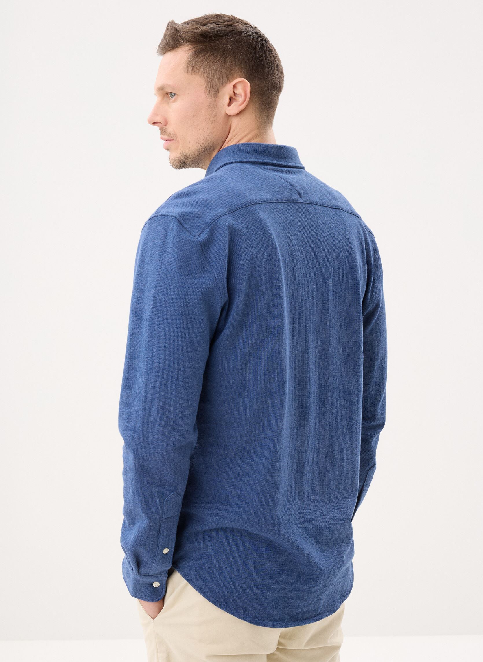 Chemises Knit Pique Featherwe homme bleu Tommy Hilfiger Chemises Knit Pique Featherwe homme bleu INDIGO HEATHER