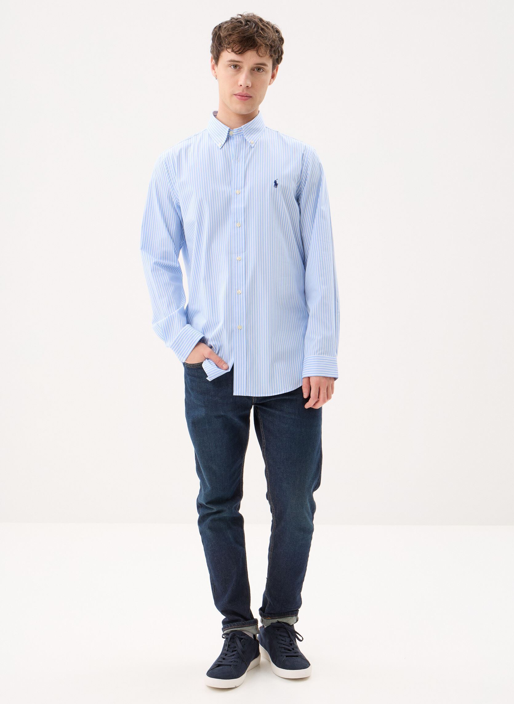 Hemden Chemise rayée ajustée popeline stretch heren blauw Polo Ralph Lauren Hemden Chemise rayée ajustée popeline stretch heren blauw 6779F AUSTIN BLUE WHITE