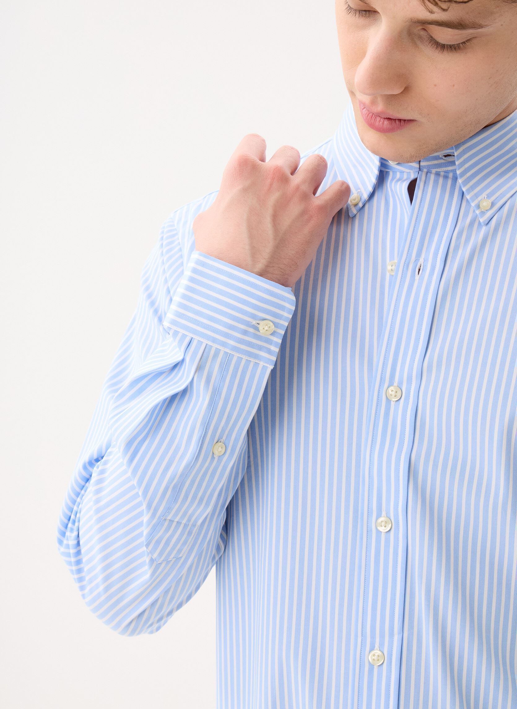 Hemden Chemise rayée ajustée popeline stretch heren blauw Polo Ralph Lauren Hemden Chemise rayée ajustée popeline stretch heren blauw 6779F AUSTIN BLUE WHITE