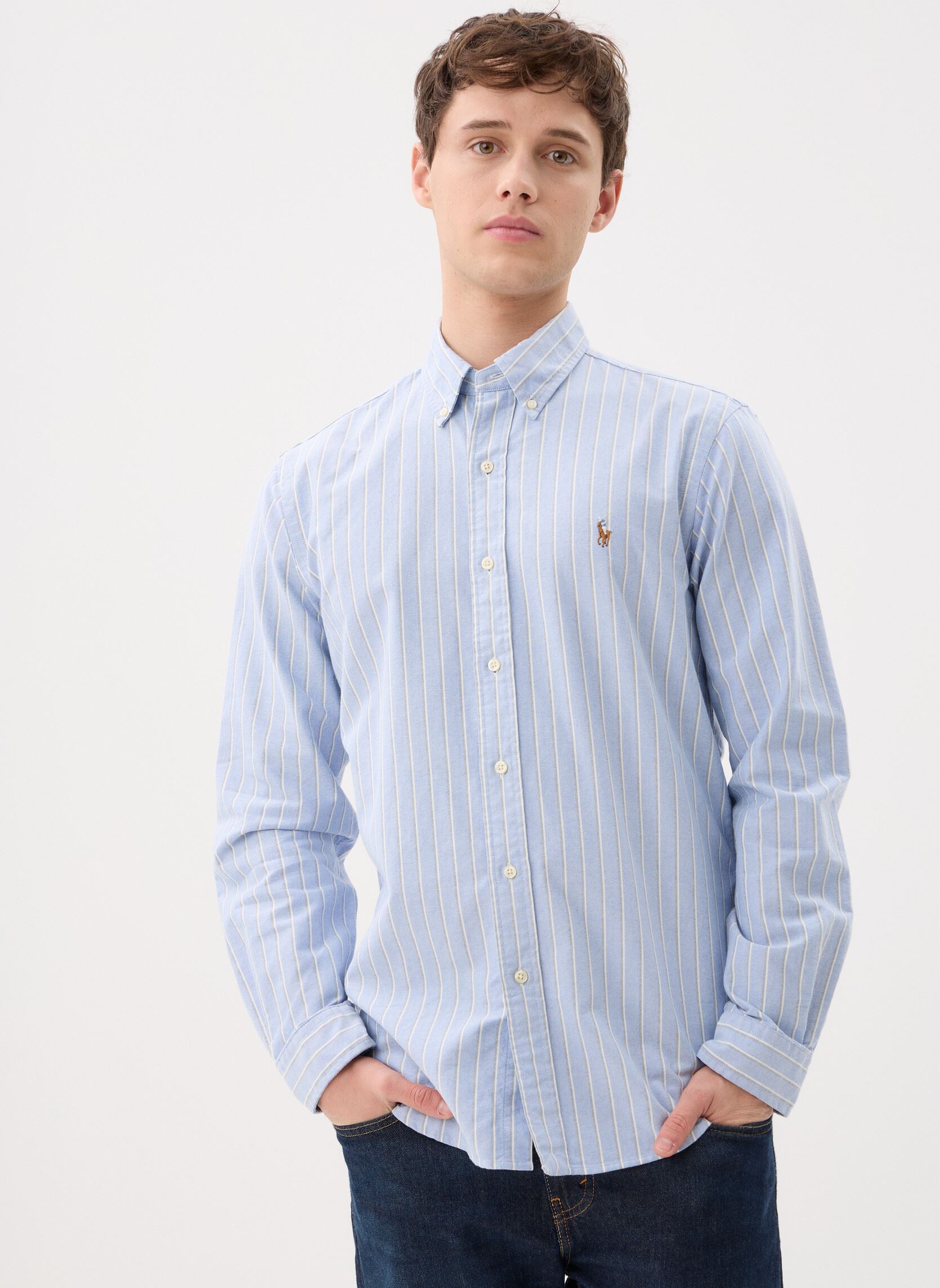 Vêtements Polo Ralph Lauren Chemise Oxford à rayures Custom Fit pour Homme