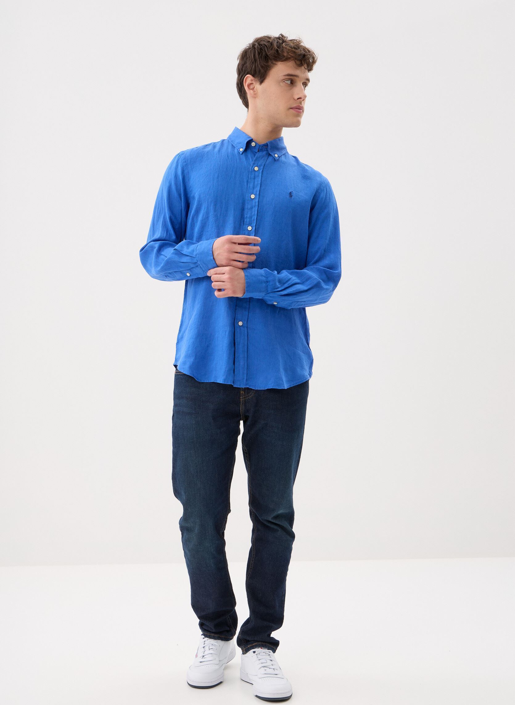 Hemden Chemise en lin Custom Fit heren blauw Polo Ralph Lauren Hemden Chemise en lin Custom Fit heren blauw NEW IRIS BLUE