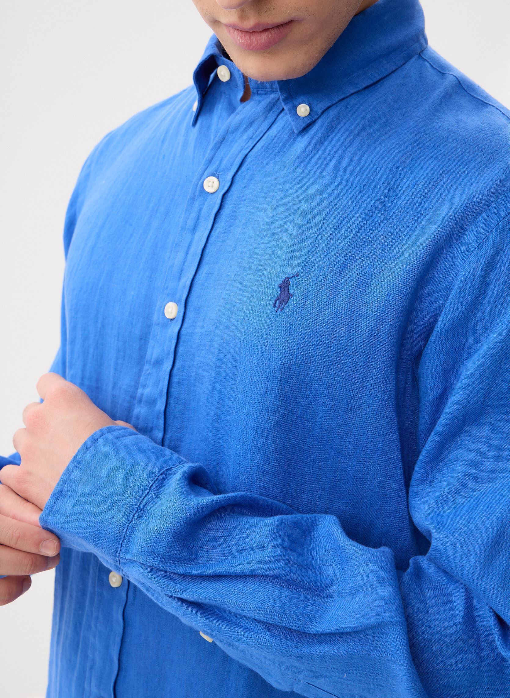 Hemden Chemise en lin Custom Fit heren blauw Polo Ralph Lauren Hemden Chemise en lin Custom Fit heren blauw NEW IRIS BLUE