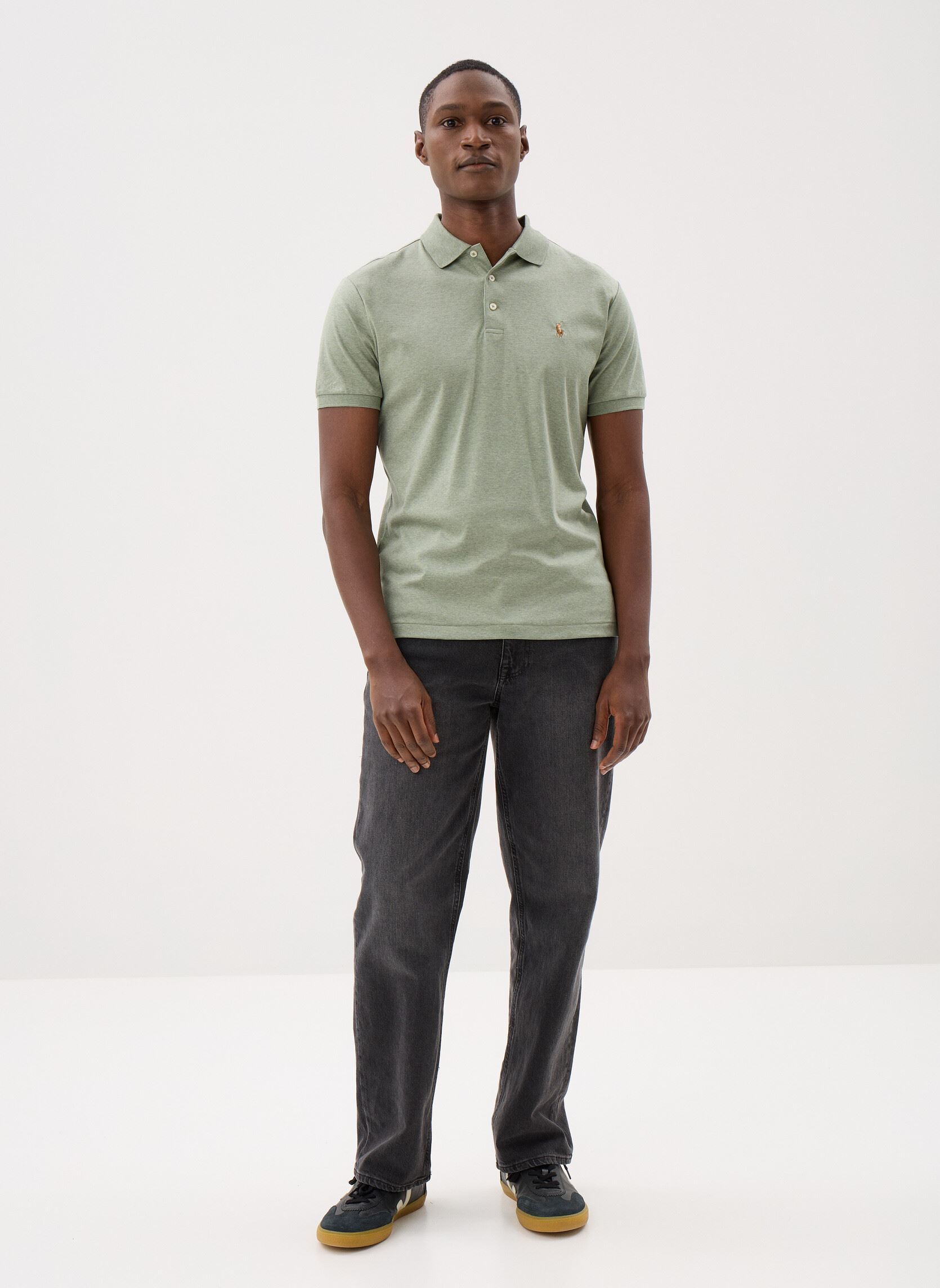 Korte mouwen polo's Polo en Pima coton Custom Slim Fit heren groen Polo Ralph Lauren Korte mouwen polo's Polo en Pima coton Custom Slim Fit heren groen GREENERY HEATHER
