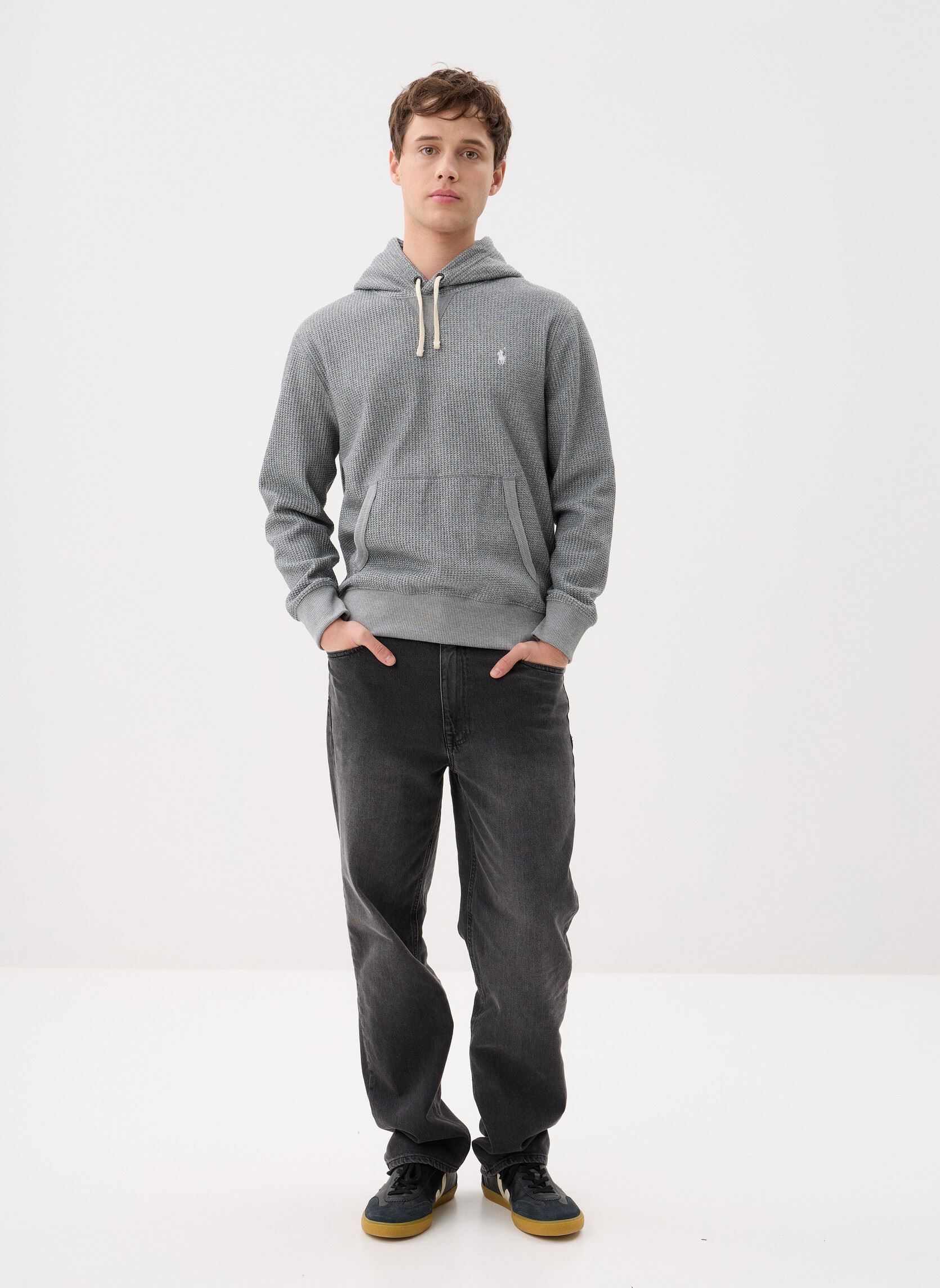 Jersey con capucha Sweatshirt en coton texturé Polo Player hombre gris Polo Ralph Lauren Jersey con capucha Sweatshirt en coton texturé Polo Player hombre gris FORTRESS GRAY HEATHER