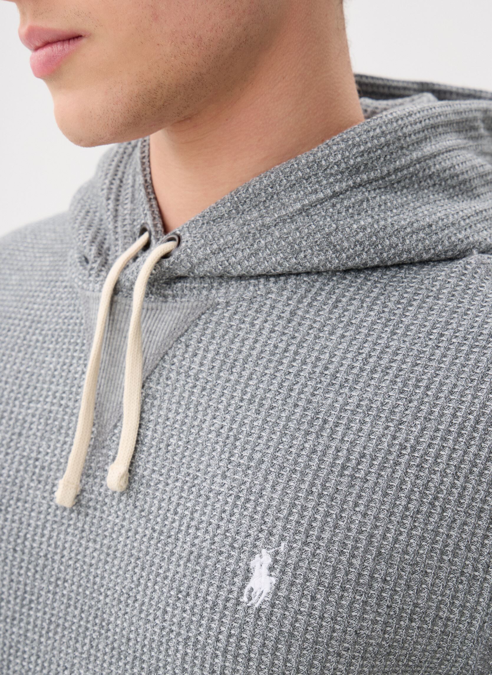 Jersey con capucha Sweatshirt en coton texturé Polo Player hombre gris Polo Ralph Lauren Jersey con capucha Sweatshirt en coton texturé Polo Player hombre gris FORTRESS GRAY HEATHER