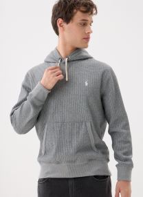 Jersey con capucha Sweatshirt en coton texturé Polo Player hombre gris