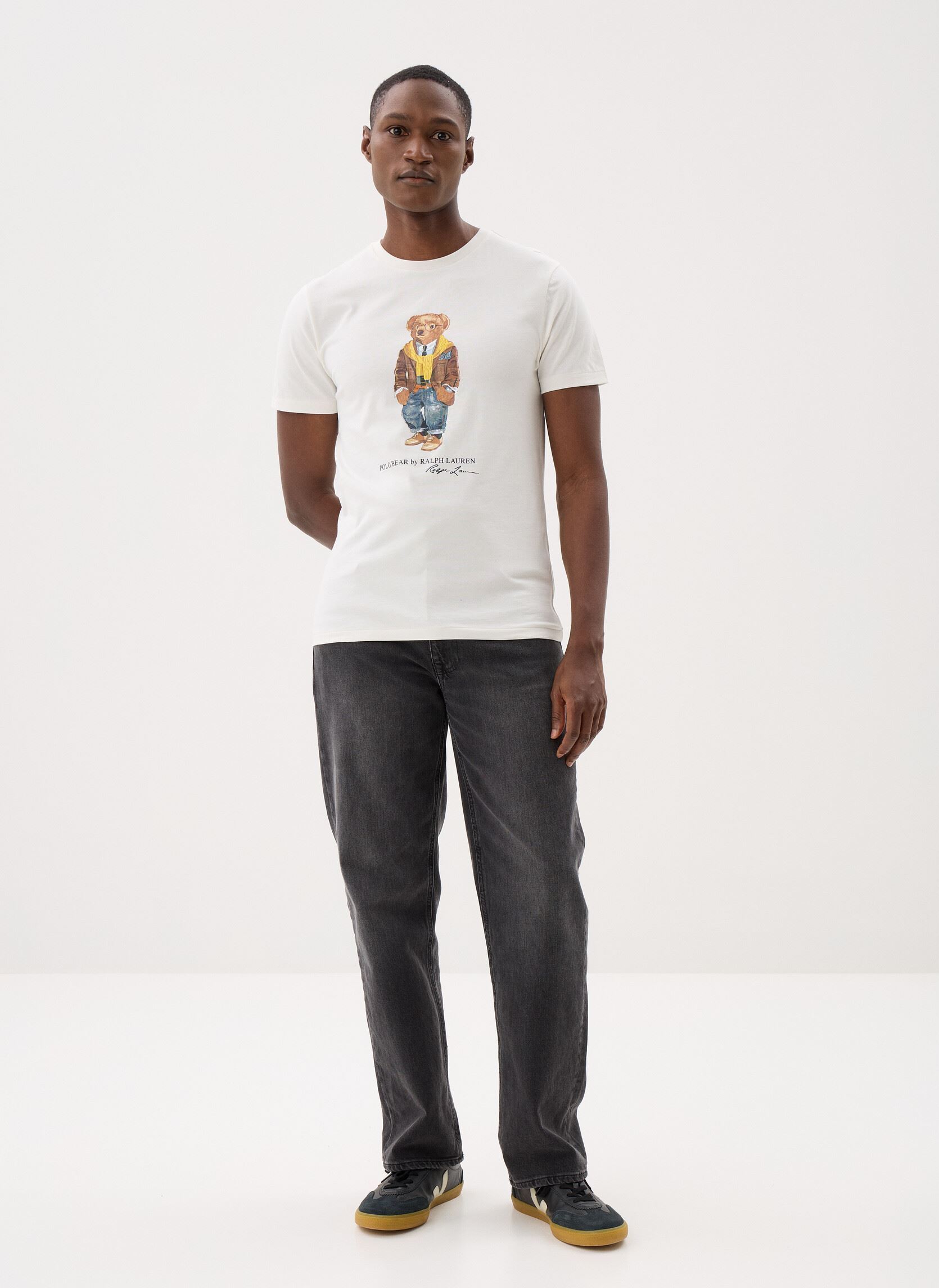 Kurzarm-T-Shirts T-shirt Polo Bear en jersey Slim Fit herren weiß Polo Ralph Lauren Kurzarm-T-Shirts T-shirt Polo Bear en jersey Slim Fit herren weiß NEVIS/HUDSN VALLEY BEAR