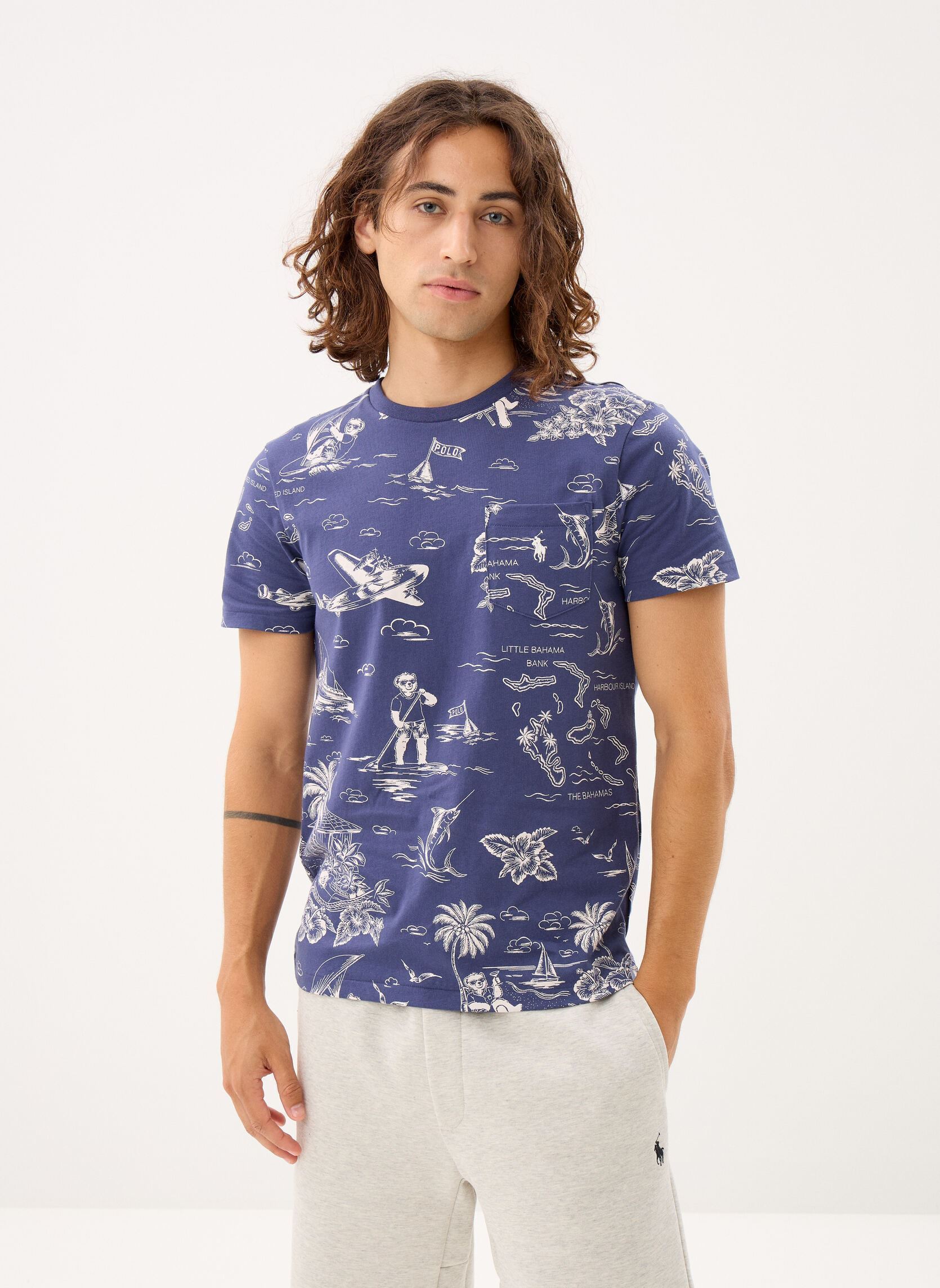 Tee-shirts manches courtes T-shirt Polo Bear custom Slim Fit homme bleu Polo Ralph Lauren Tee-shirts manches courtes T-shirt Polo Bear custom Slim Fit homme bleu HRBR ISLAND BEAR-BOATHOUSE NVY