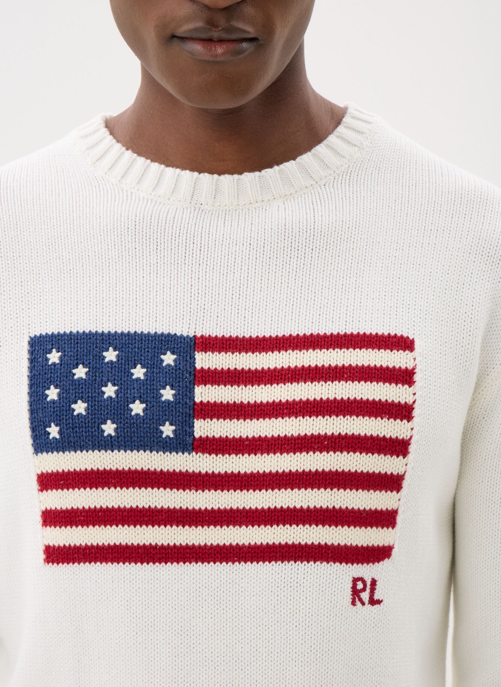 Pullover Pull en coton Flag américain herren weiß Polo Ralph Lauren Pullover Pull en coton Flag américain herren weiß DECKWASH WHITE