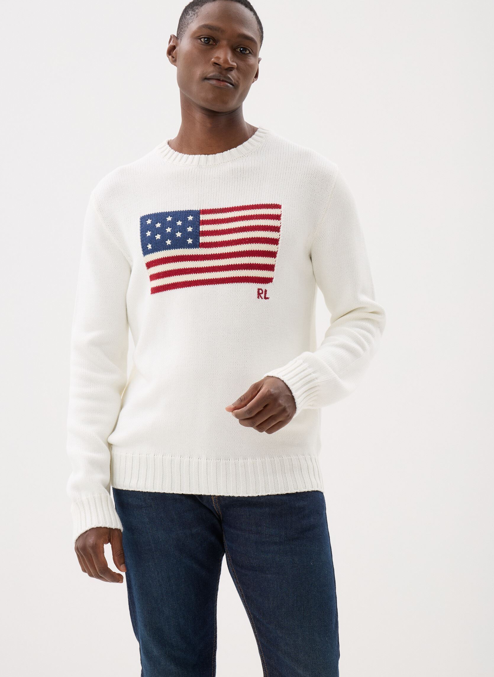 Pull droit drapeau U. .A en coton
