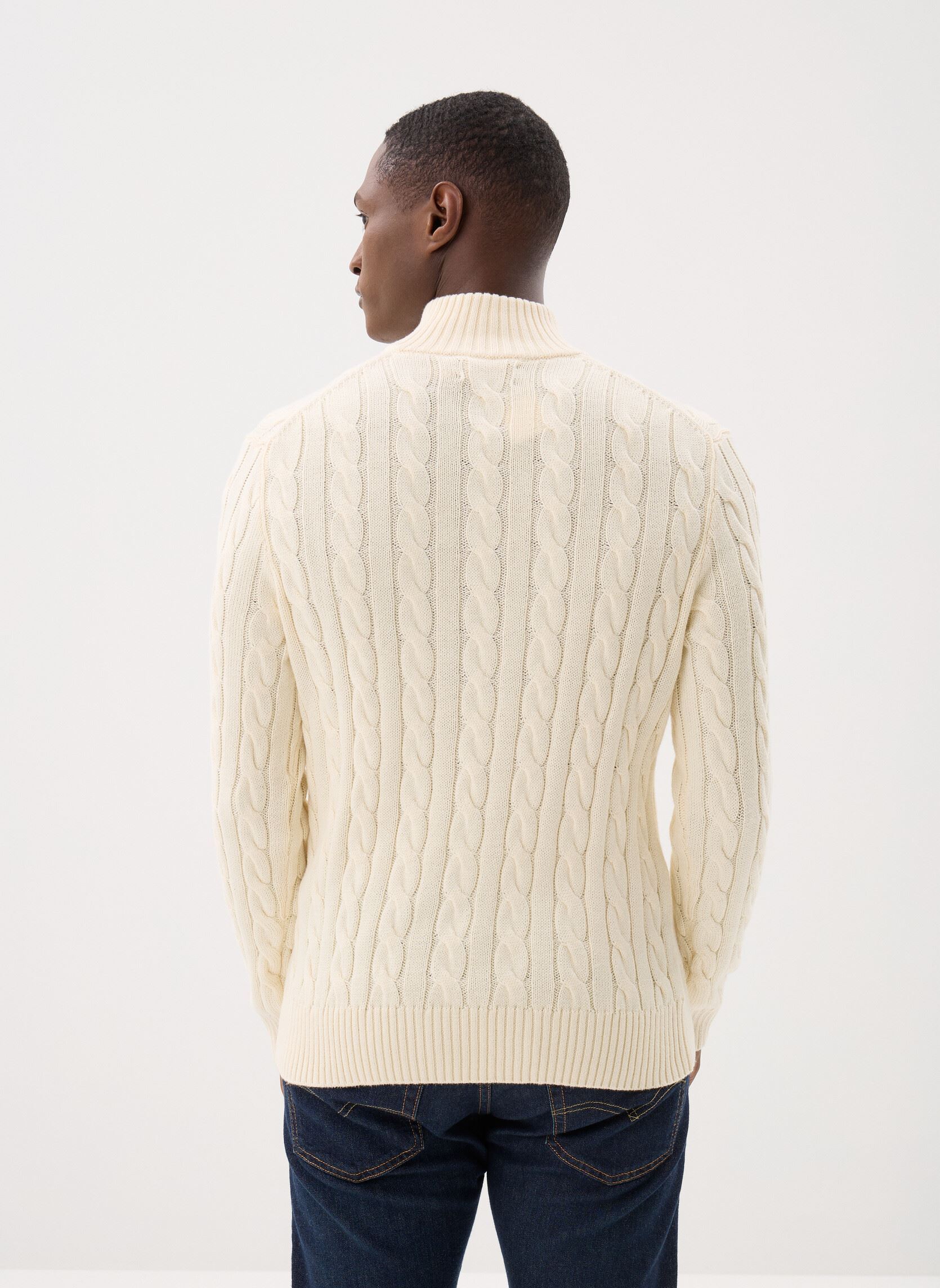 Pulls Pull demi-zippé en coton torsadé homme blanc Polo Ralph Lauren Pulls Pull demi-zippé en coton torsadé homme blanc ANDOVER CREAM