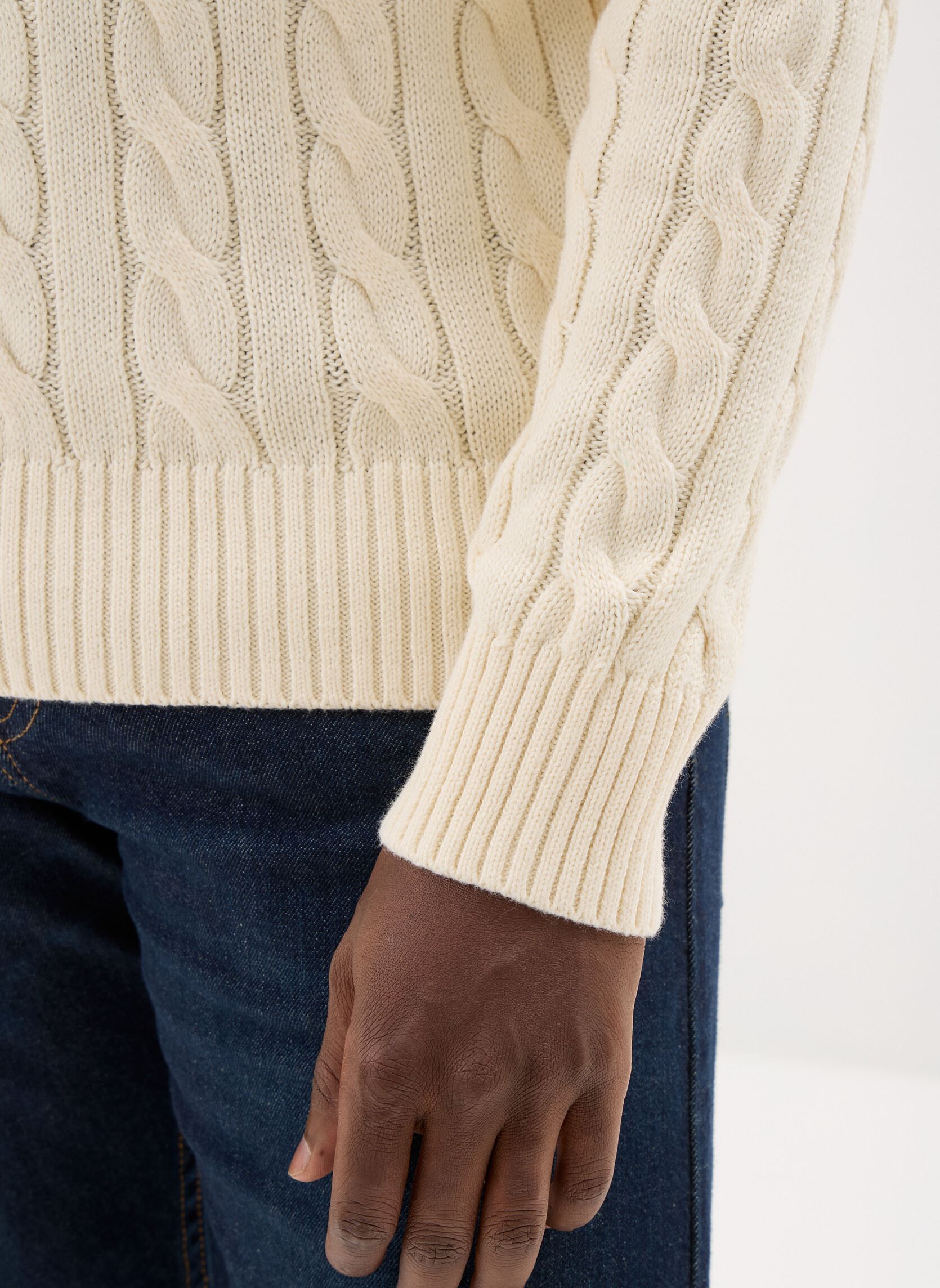 Pulls Pull demi-zippé en coton torsadé homme blanc Polo Ralph Lauren Pulls Pull demi-zippé en coton torsadé homme blanc ANDOVER CREAM