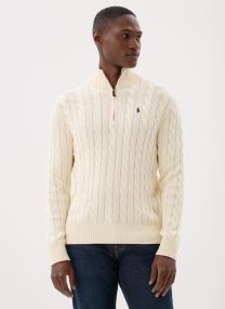Pulls Pull demi-zippé en coton torsadé homme blanc