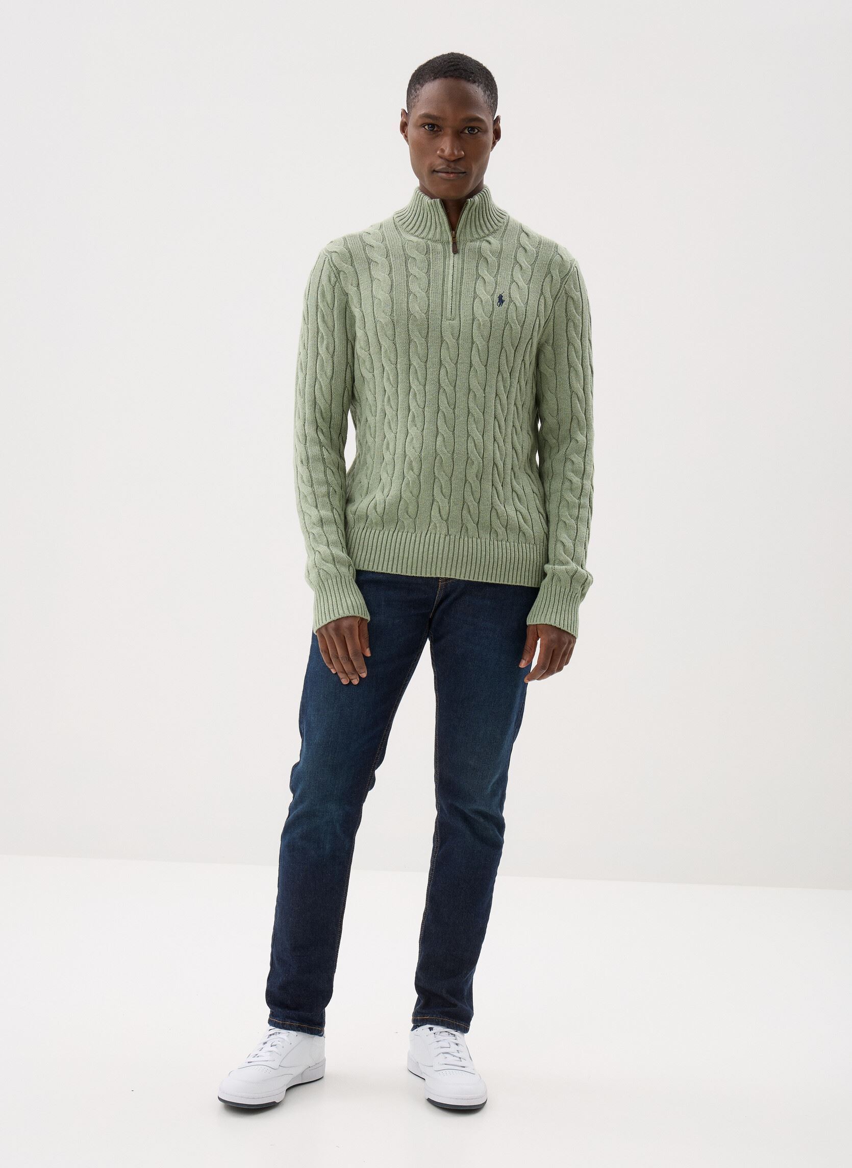 Pullover Pull demi-zippé en coton torsadé herren blau Polo Ralph Lauren Pullover Pull demi-zippé en coton torsadé herren blau FERN GREEN HEATHER