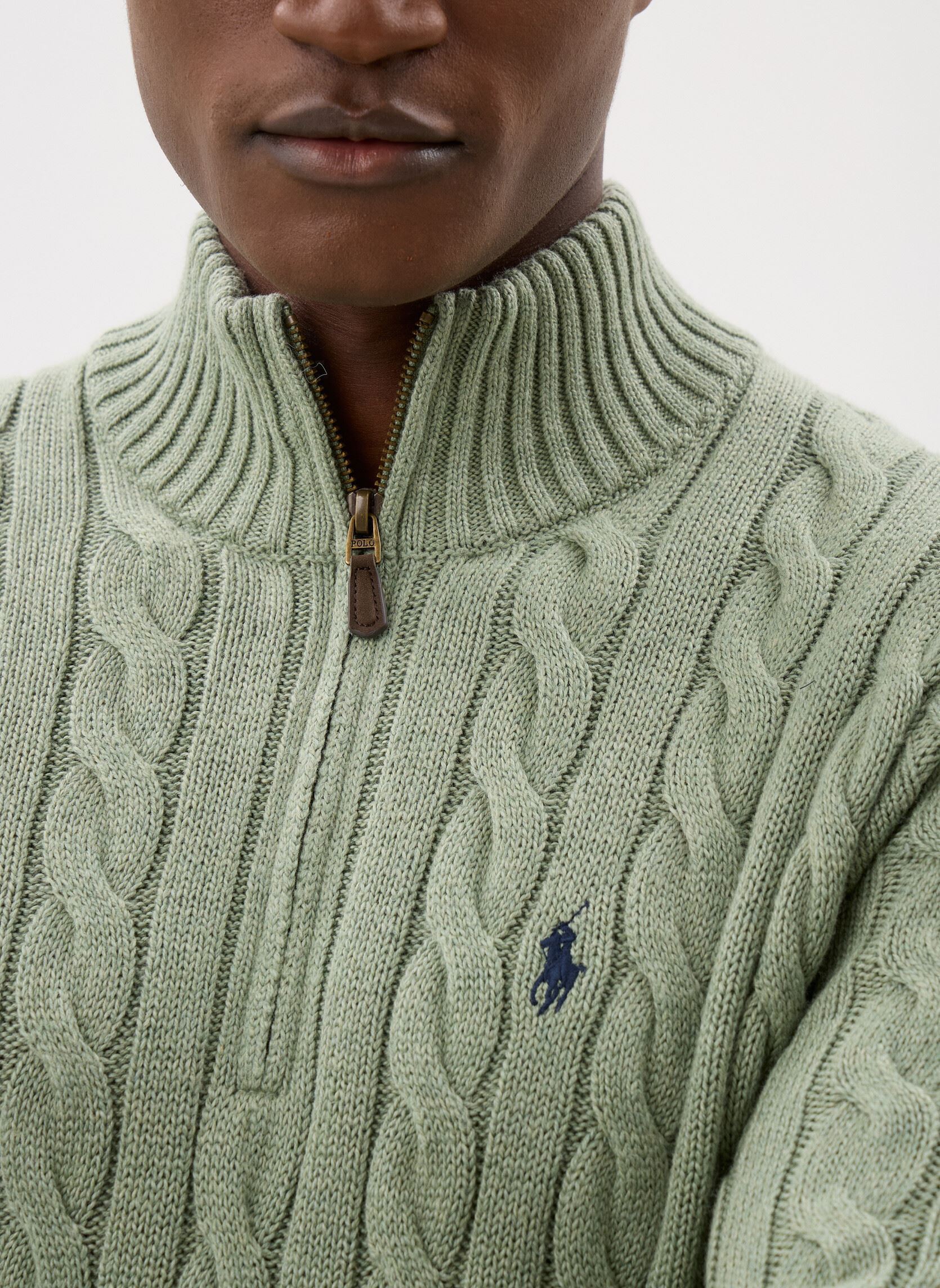 Pullover Pull demi-zippé en coton torsadé herren blau Polo Ralph Lauren Pullover Pull demi-zippé en coton torsadé herren blau FERN GREEN HEATHER