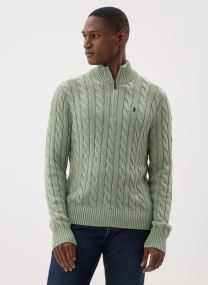 Pulls Pull demi-zippé en coton torsadé homme blanc