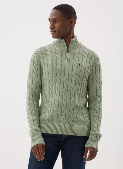 Polo Ralph Lauren Pulls Pull demi-zippé en coton torsadé homme bleu
