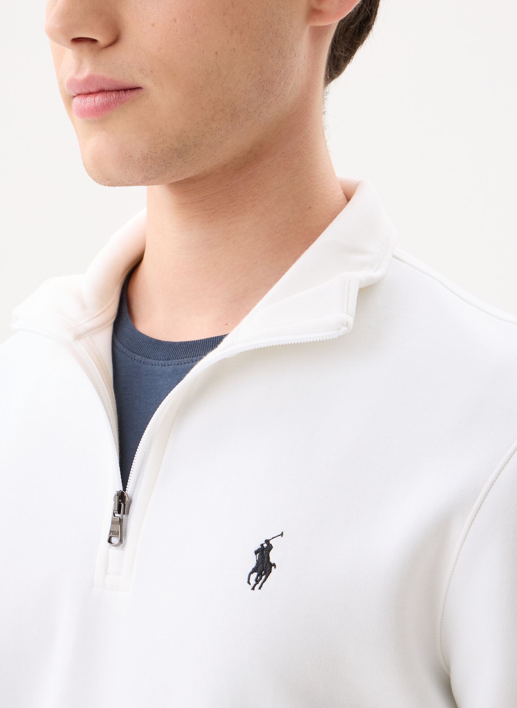 Sweats zippés Pull quart de zip en coton performance homme blanc Polo Ralph Lauren Sweats zippés Pull quart de zip en coton performance homme blanc WHITE/C9760