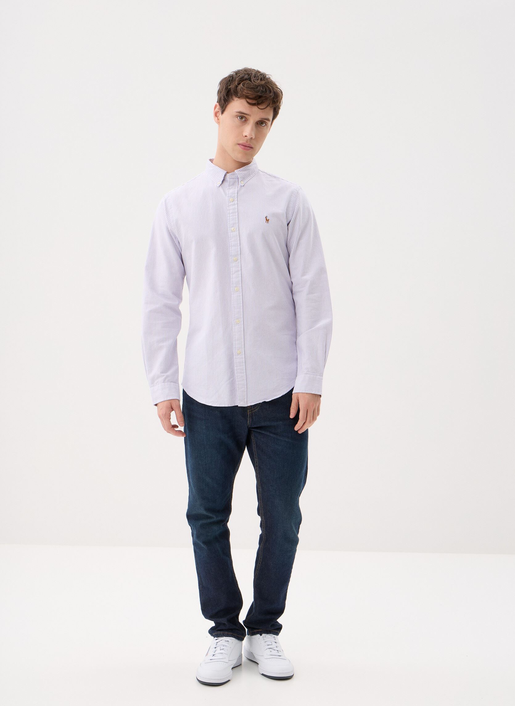 Hemden Chemise Oxford rayée Slim Fit heren paars Polo Ralph Lauren Hemden Chemise Oxford rayée Slim Fit heren paars 6636E THISTLE/WHITE