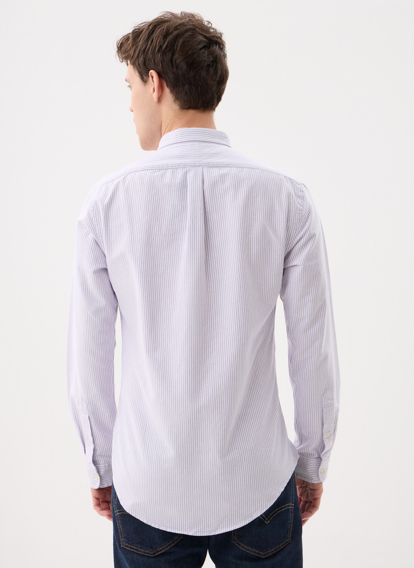 Hemden Chemise Oxford rayée Slim Fit heren paars Polo Ralph Lauren Hemden Chemise Oxford rayée Slim Fit heren paars 6636E THISTLE/WHITE