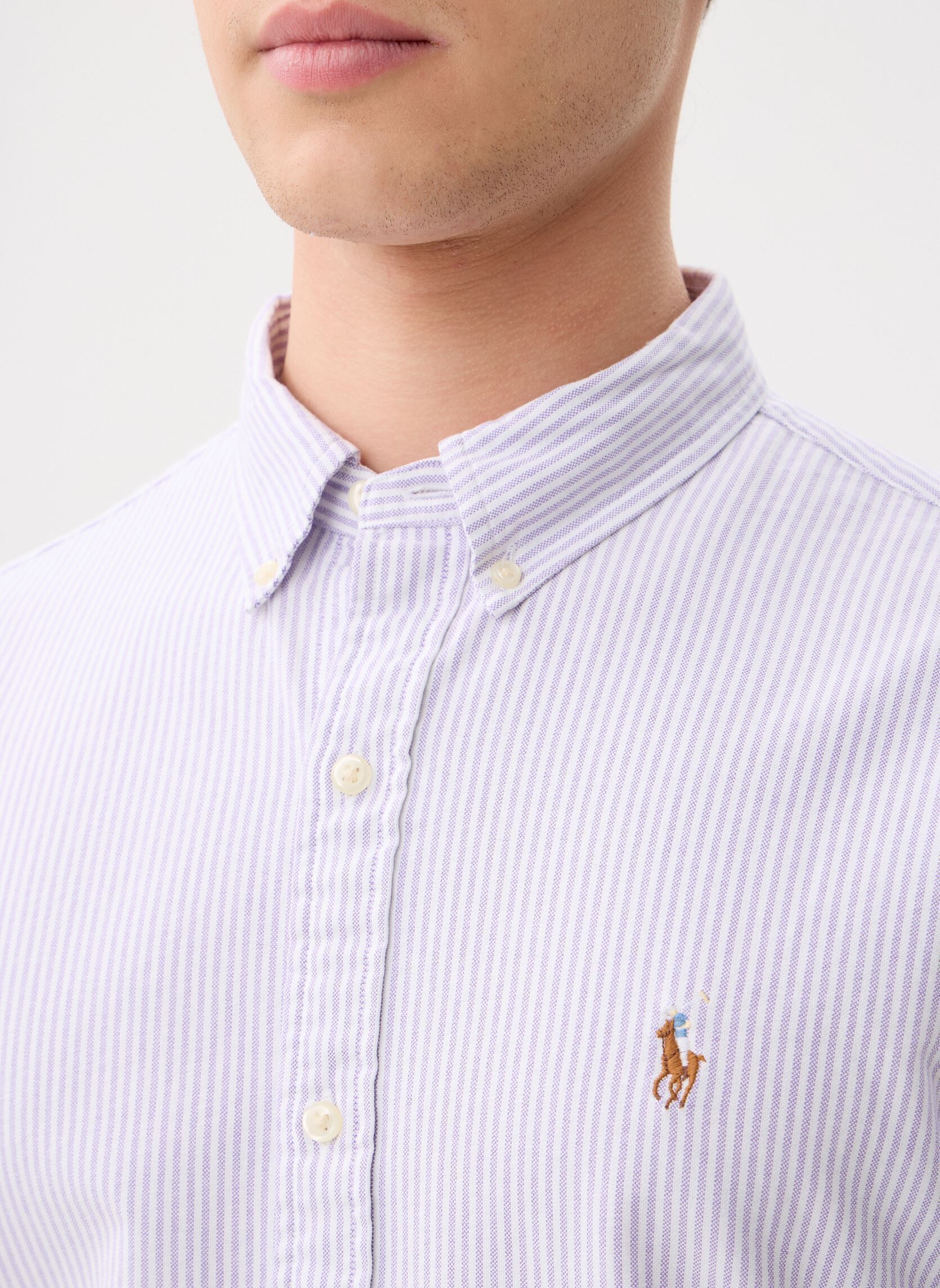 Hemden Chemise Oxford rayée Slim Fit heren paars Polo Ralph Lauren Hemden Chemise Oxford rayée Slim Fit heren paars 6636E THISTLE/WHITE