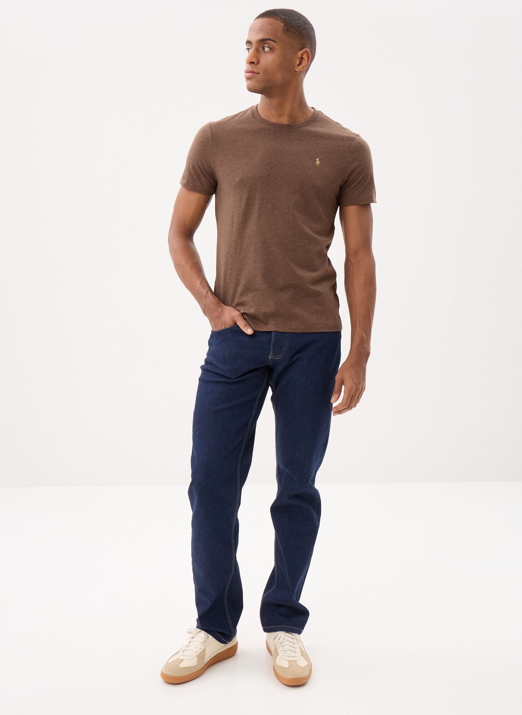 Tee-shirts manches courtes T-Shirt À Col Rond Custom Slim Fit homme marron Polo Ralph Lauren Tee-shirts manches courtes T-Shirt À Col Rond Custom Slim Fit homme marron NUTMEG BROWN HEATHER/C8526