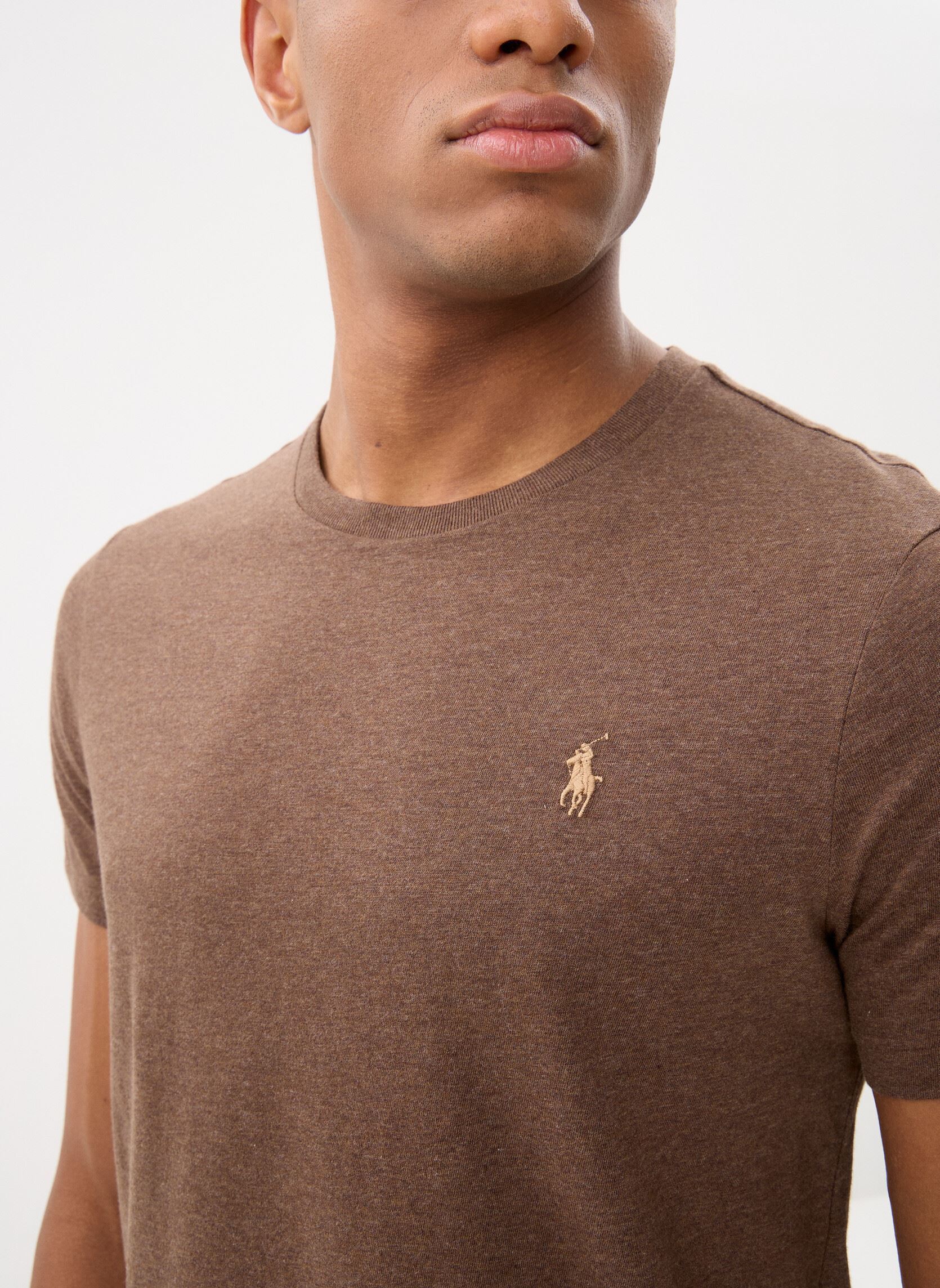 Tee-shirts manches courtes T-Shirt À Col Rond Custom Slim Fit homme marron Polo Ralph Lauren Tee-shirts manches courtes T-Shirt À Col Rond Custom Slim Fit homme marron NUTMEG BROWN HEATHER/C8526