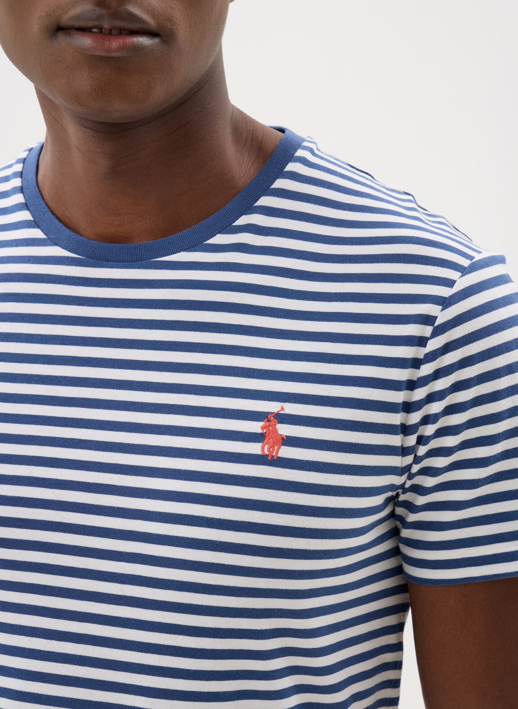 Tee-shirts manches courtes T-shirt rayé en manche courte en coton homme bleu Polo Ralph Lauren Tee-shirts manches courtes T-shirt rayé en manche courte en coton homme bleu OLD ROYAL/WHITE