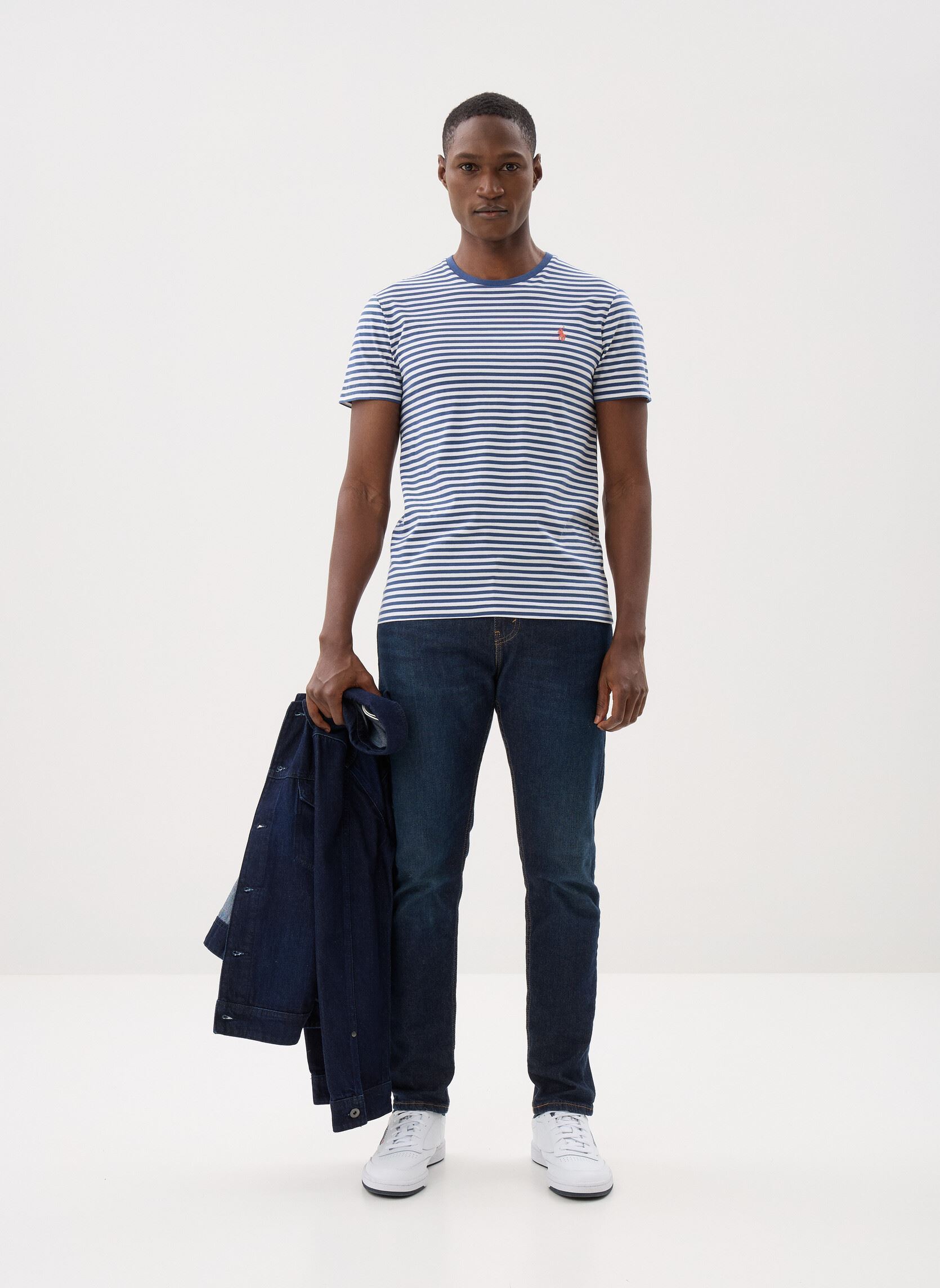 T shirt marinière droit en coton