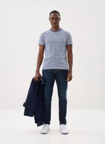 Tee-shirts manches courtes T-shirt rayé en manche courte en coton homme bleu