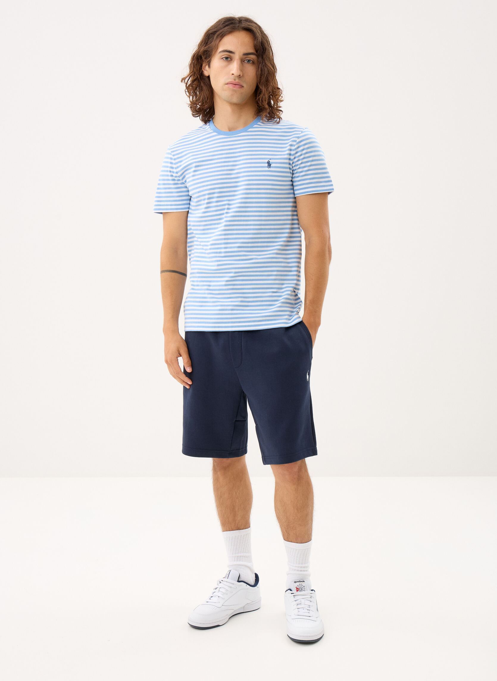 Tee-shirts manches courtes T-shirt rayé en manche courte en coton homme bleu Polo Ralph Lauren Tee-shirts manches courtes T-shirt rayé en manche courte en coton homme bleu BRISTOL BLUE/WHITE