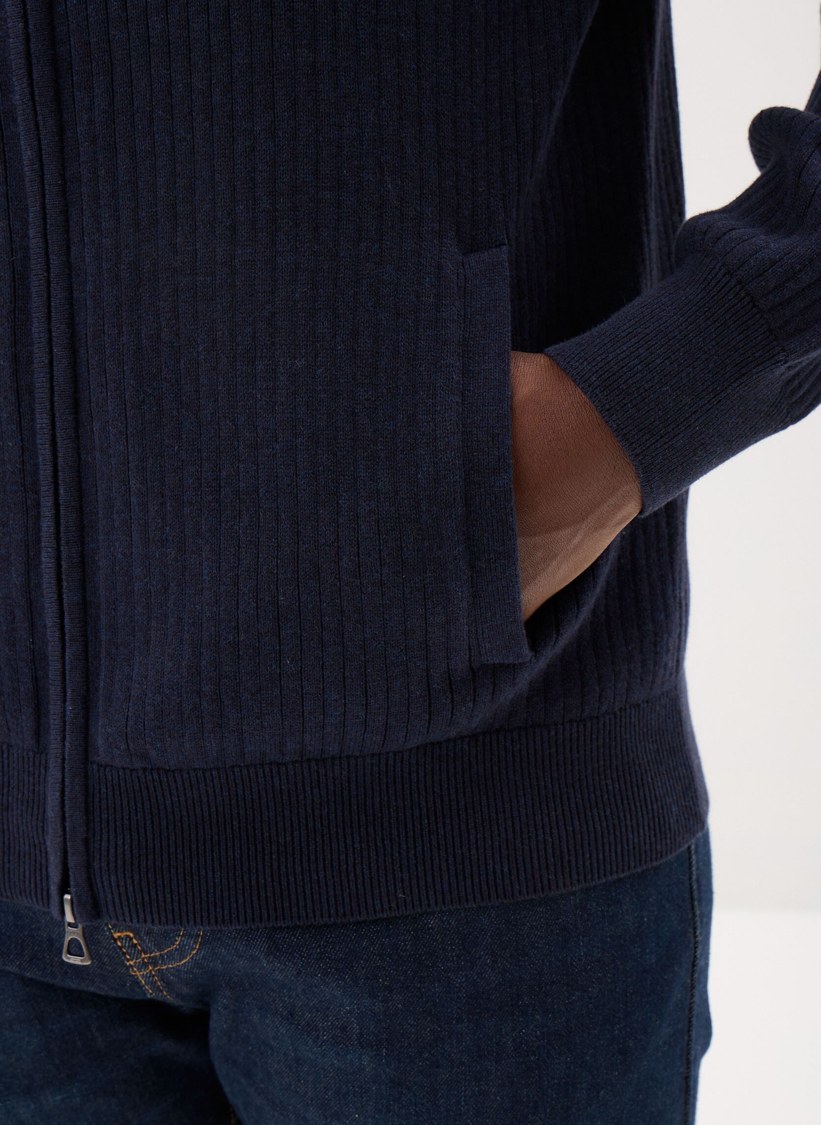 Pulls Pull côtelé entièrement zippé en coton homme bleu Polo Ralph Lauren Pulls Pull côtelé entièrement zippé en coton homme bleu NAVY HTHR
