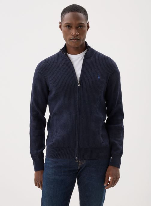 Polo Ralph Lauren Pulls Pull côtelé entièrement zippé en coton homme bleu