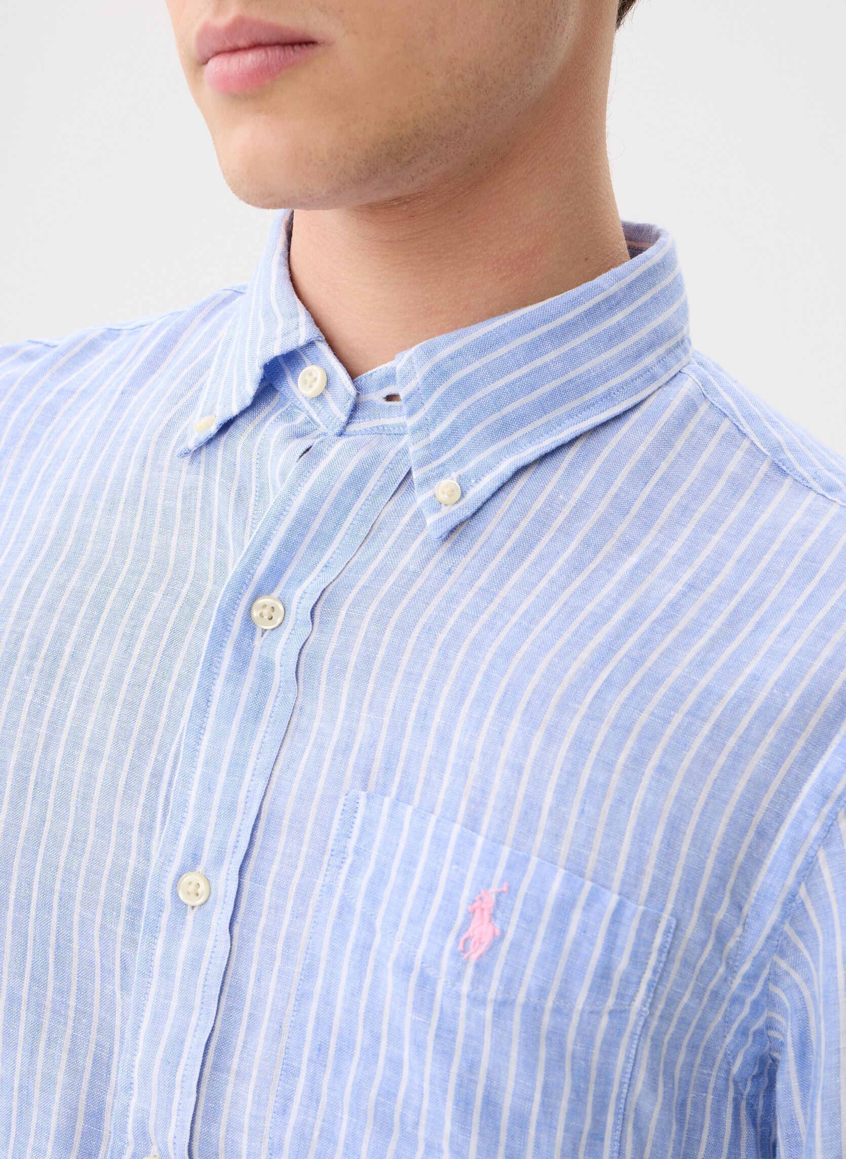 Hemden Chemise rayée en lin Custom Fit heren blauw Polo Ralph Lauren Hemden Chemise rayée en lin Custom Fit heren blauw 52E HARBOR ISLAND BLUE WHITE