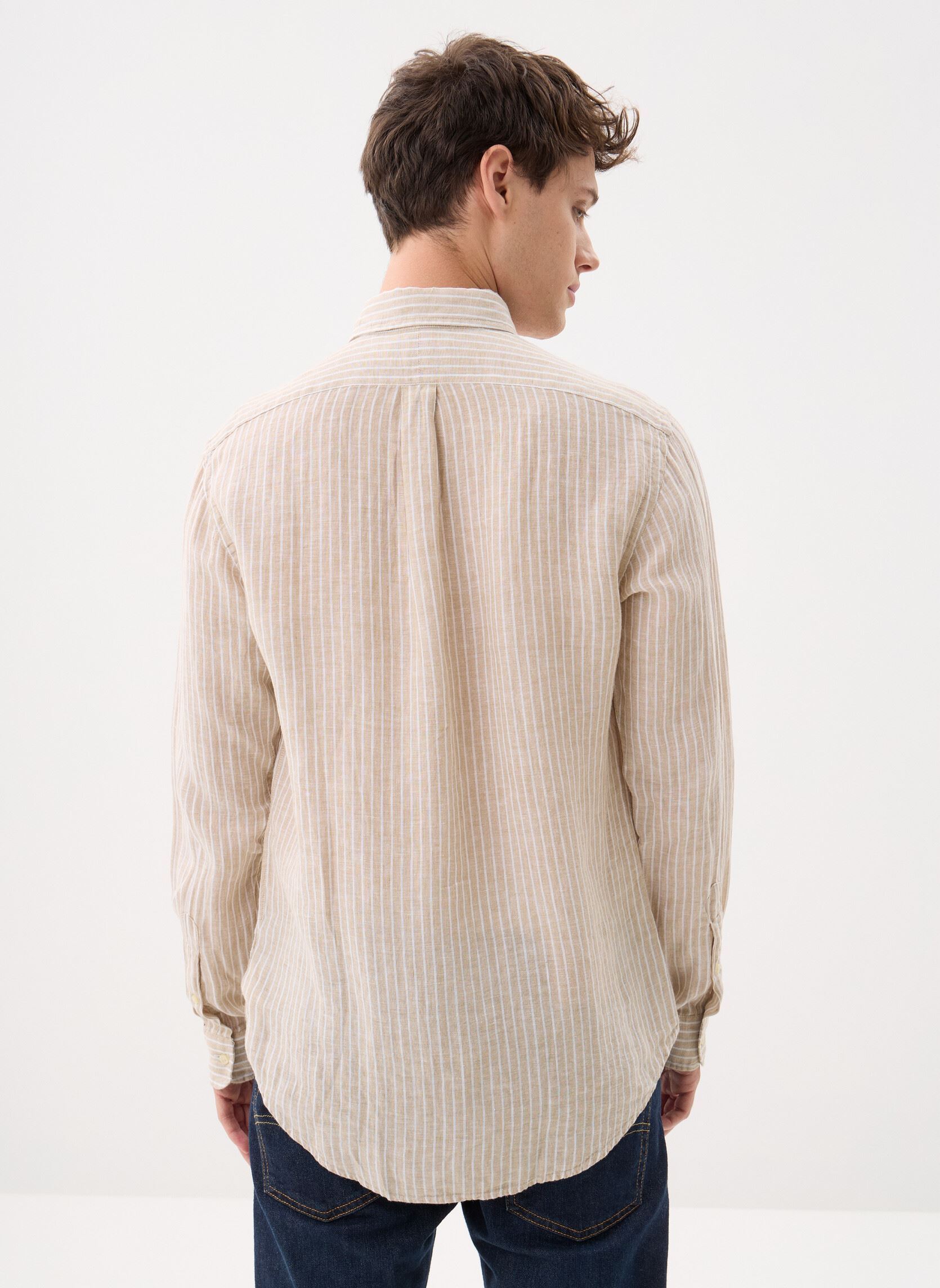 Hemden Chemise rayée en lin Custom Fit heren beige Polo Ralph Lauren Hemden Chemise rayée en lin Custom Fit heren beige 52F COSTAL BEIGE/WHITE