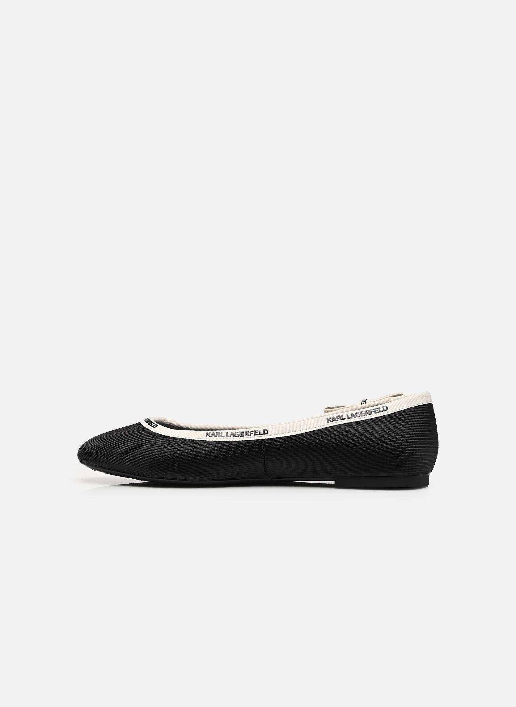Ballerines classiques KARO Ribbon Collar Pump femme noir Karl Lagerfeld Ballerines classiques KARO Ribbon Collar Pump femme noir Black Nylon Textile