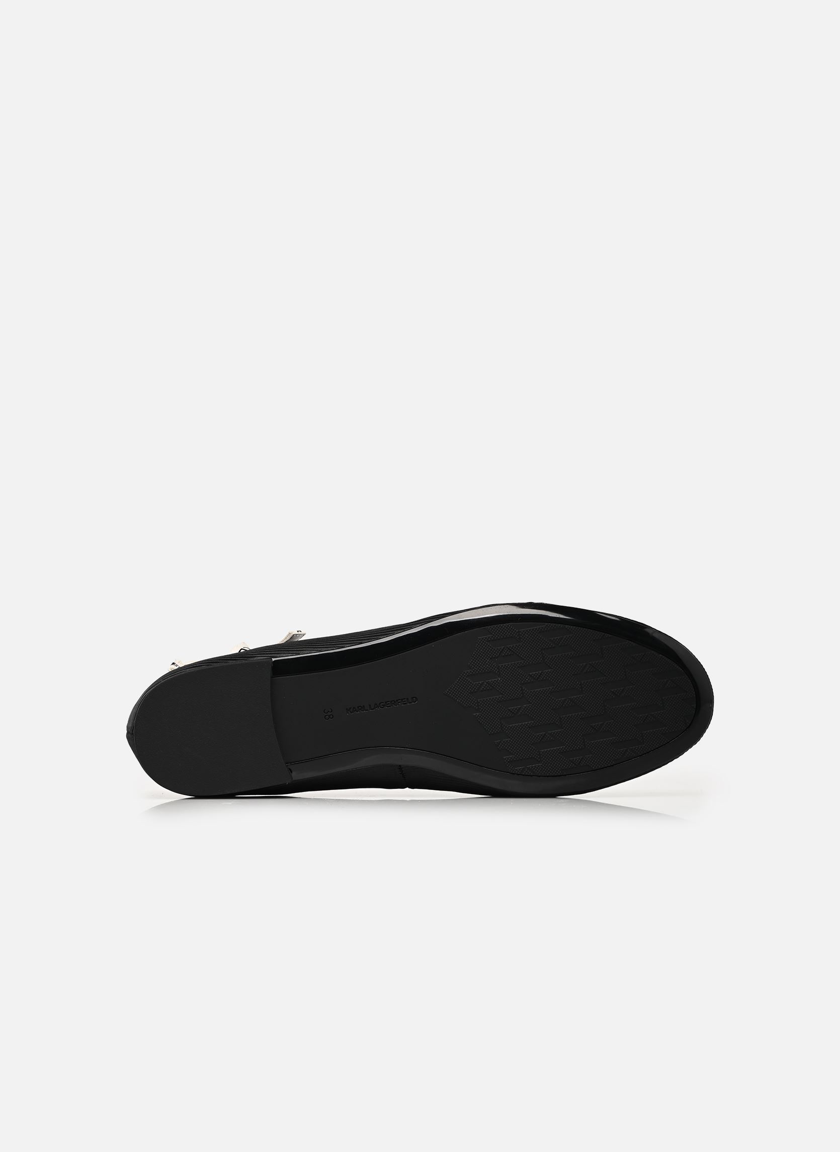 Ballerines classiques KARO Ribbon Collar Pump femme noir Karl Lagerfeld Ballerines classiques KARO Ribbon Collar Pump femme noir Black Nylon Textile