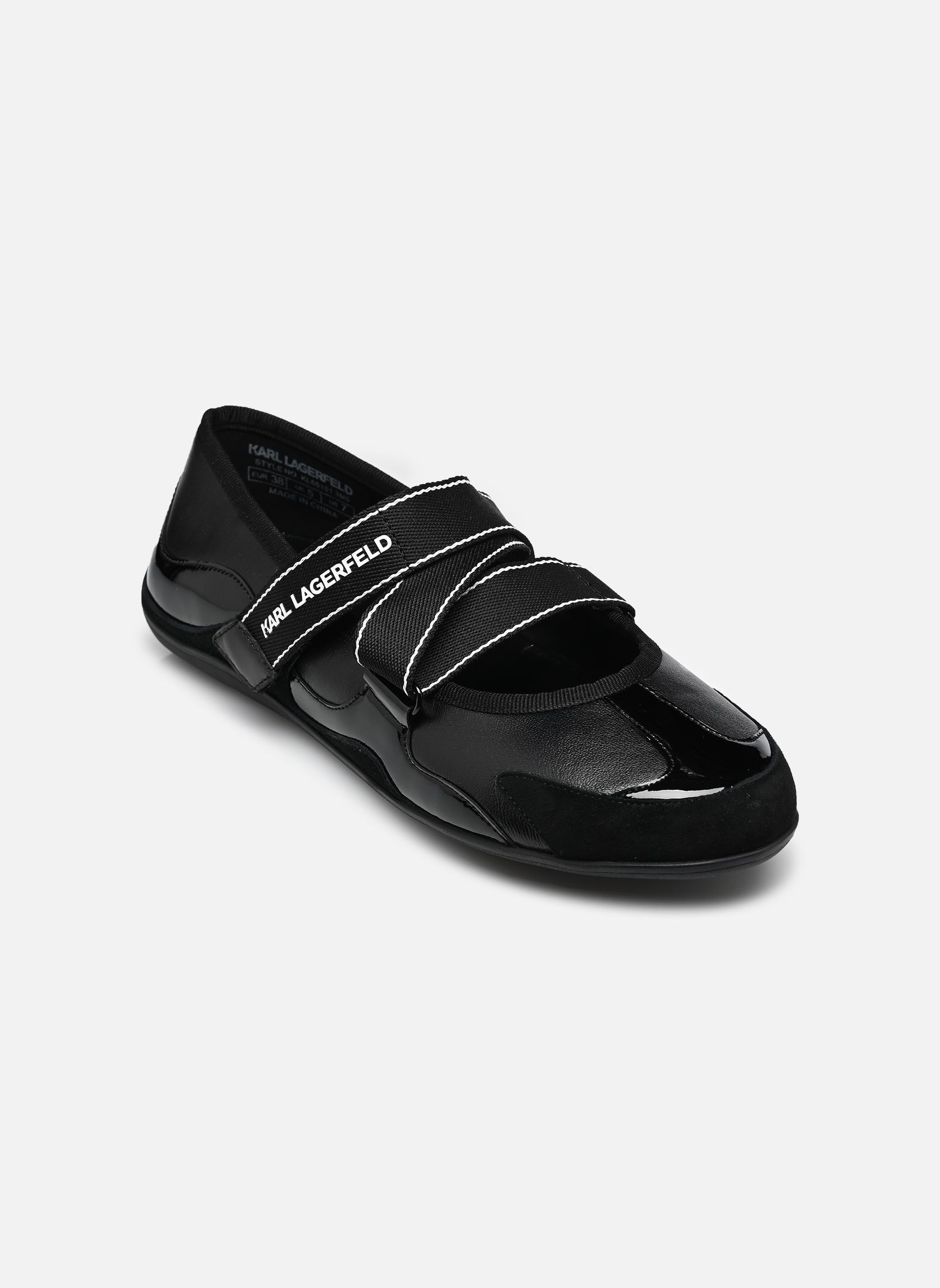 Klassische Ballerinas ALTIA Kross Strap damen schwarz Karl Lagerfeld Klassische Ballerinas ALTIA Kross Strap damen schwarz Black Metallic Lthr & Suede